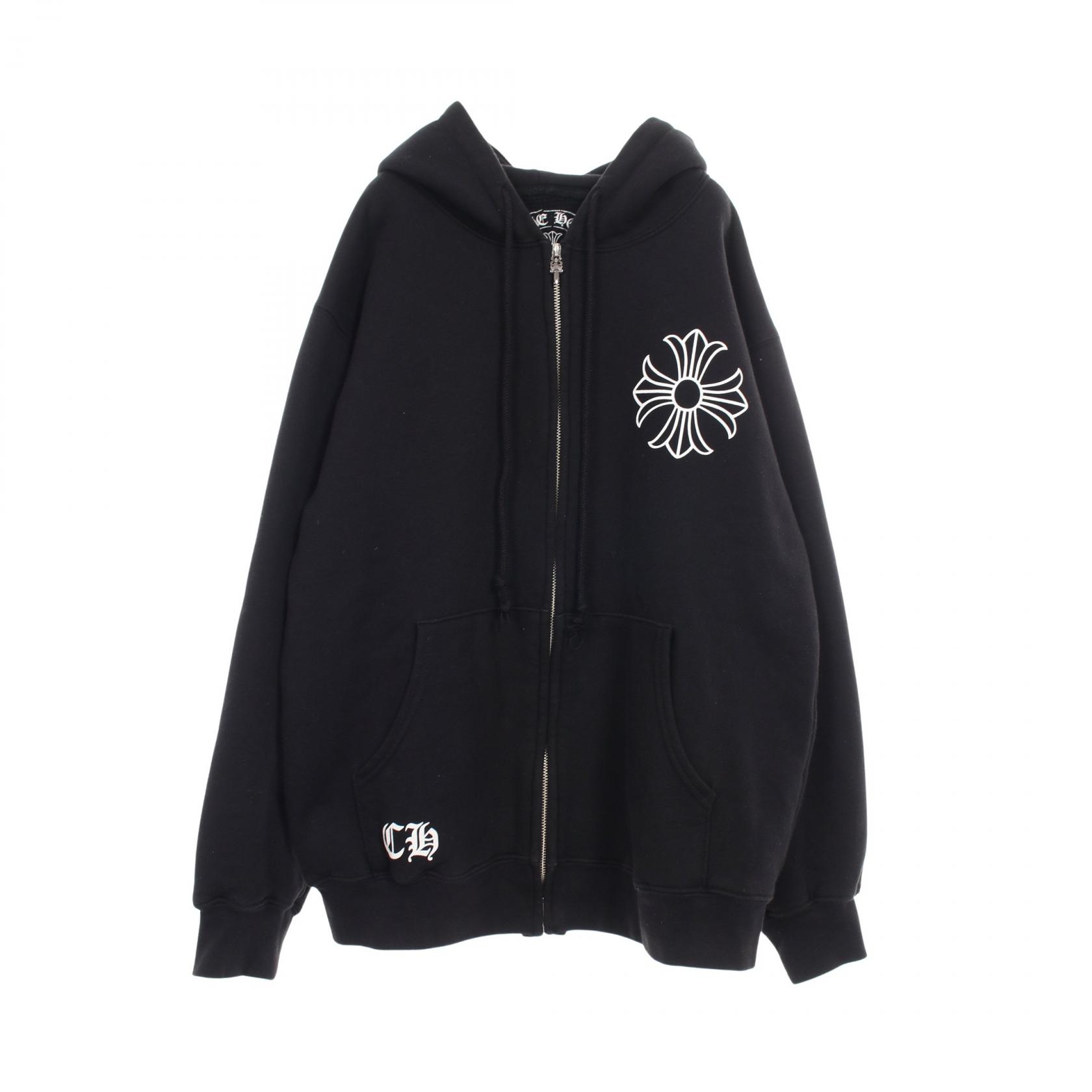 楽天市場】CHROME HEARTS XL ZIP THERMAL HOODIE BLACK W/BLUE PRINT