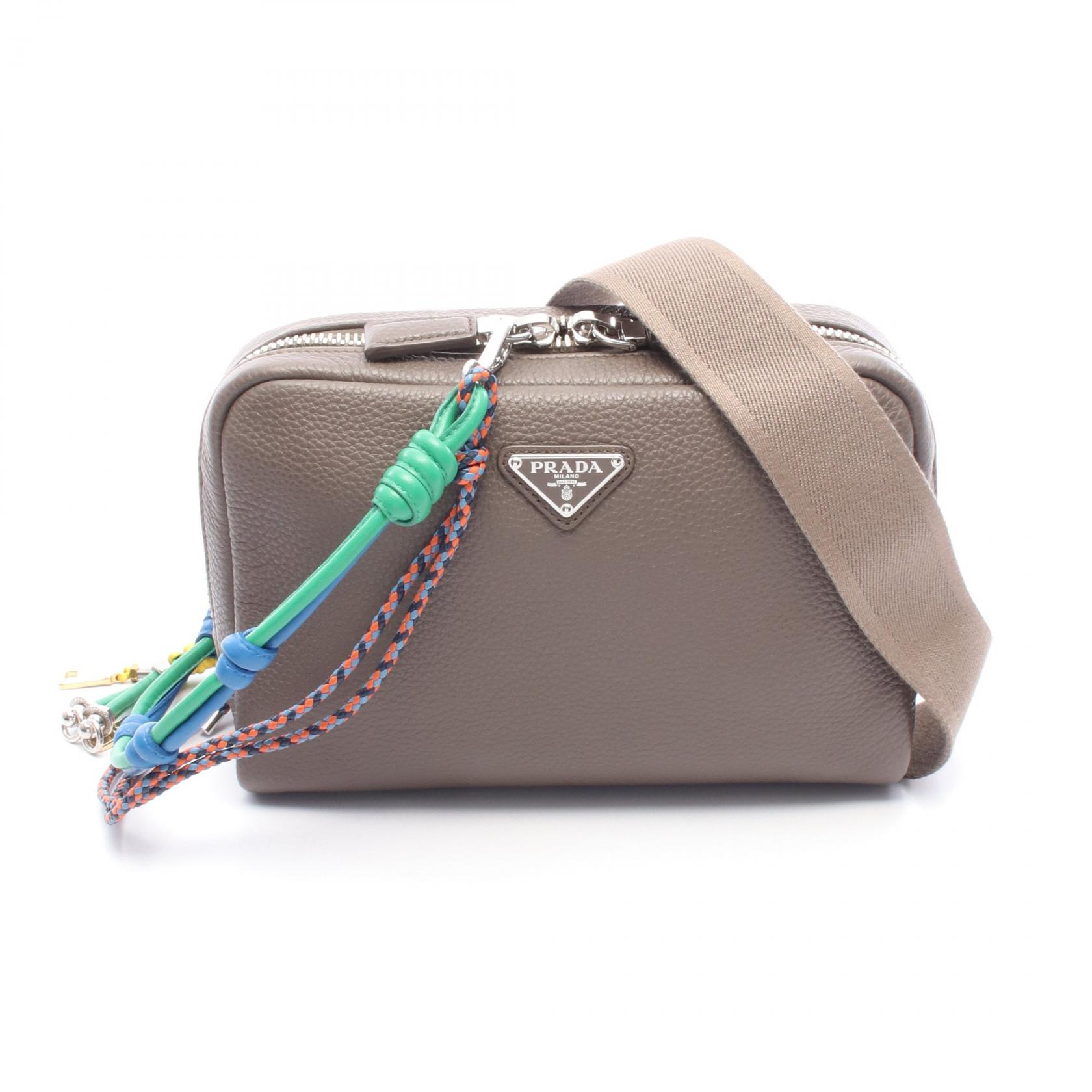 【15%OFFクーポン対象 4/4 20時-4/10 23:59】プラダ PRADA VIT.DAINO ショルダーバッグ バッグ レザー グレー系 2VH181 【中古】