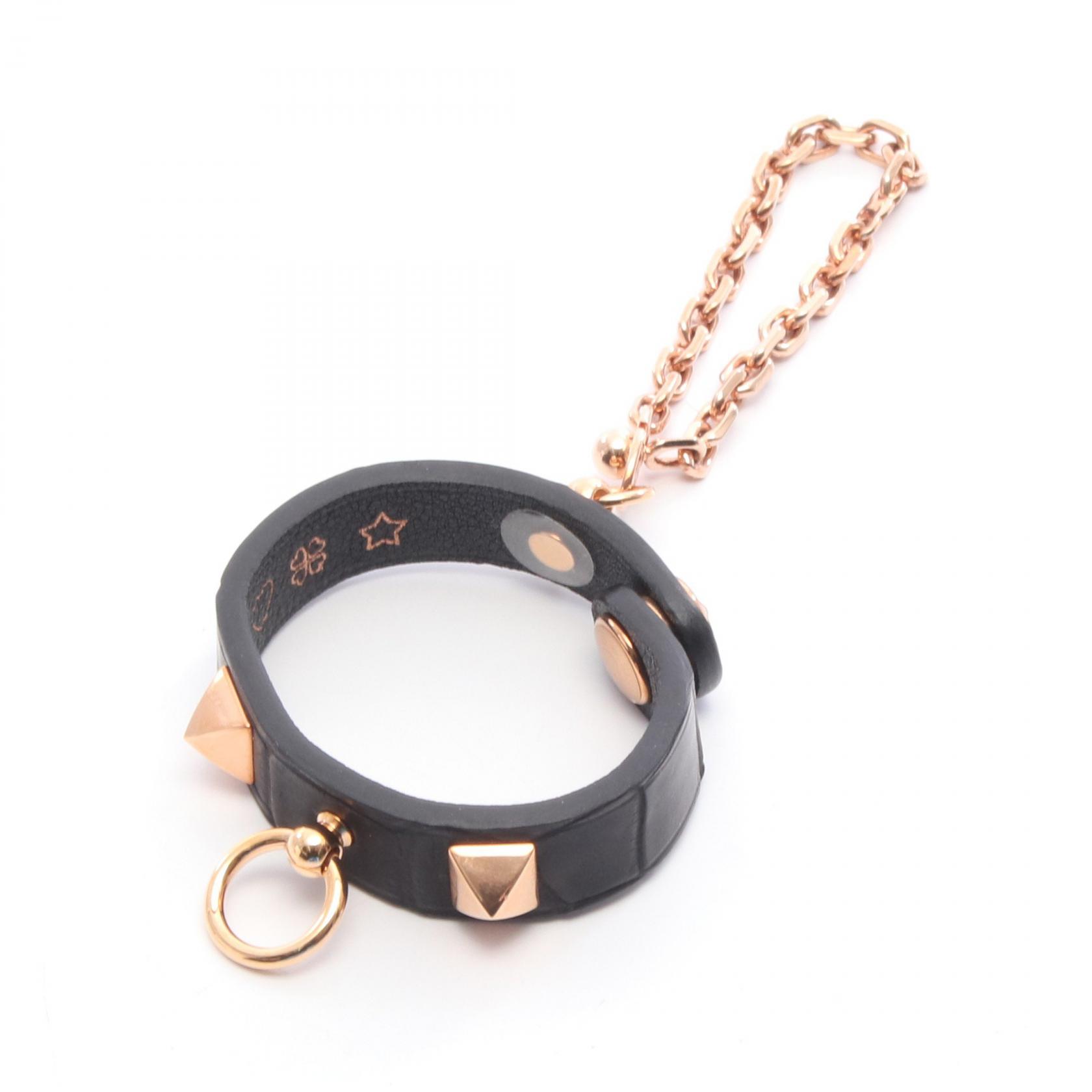 エルメス HERMES リヴァル アクセサリー エキゾチックレザー ブラック系 【中古】