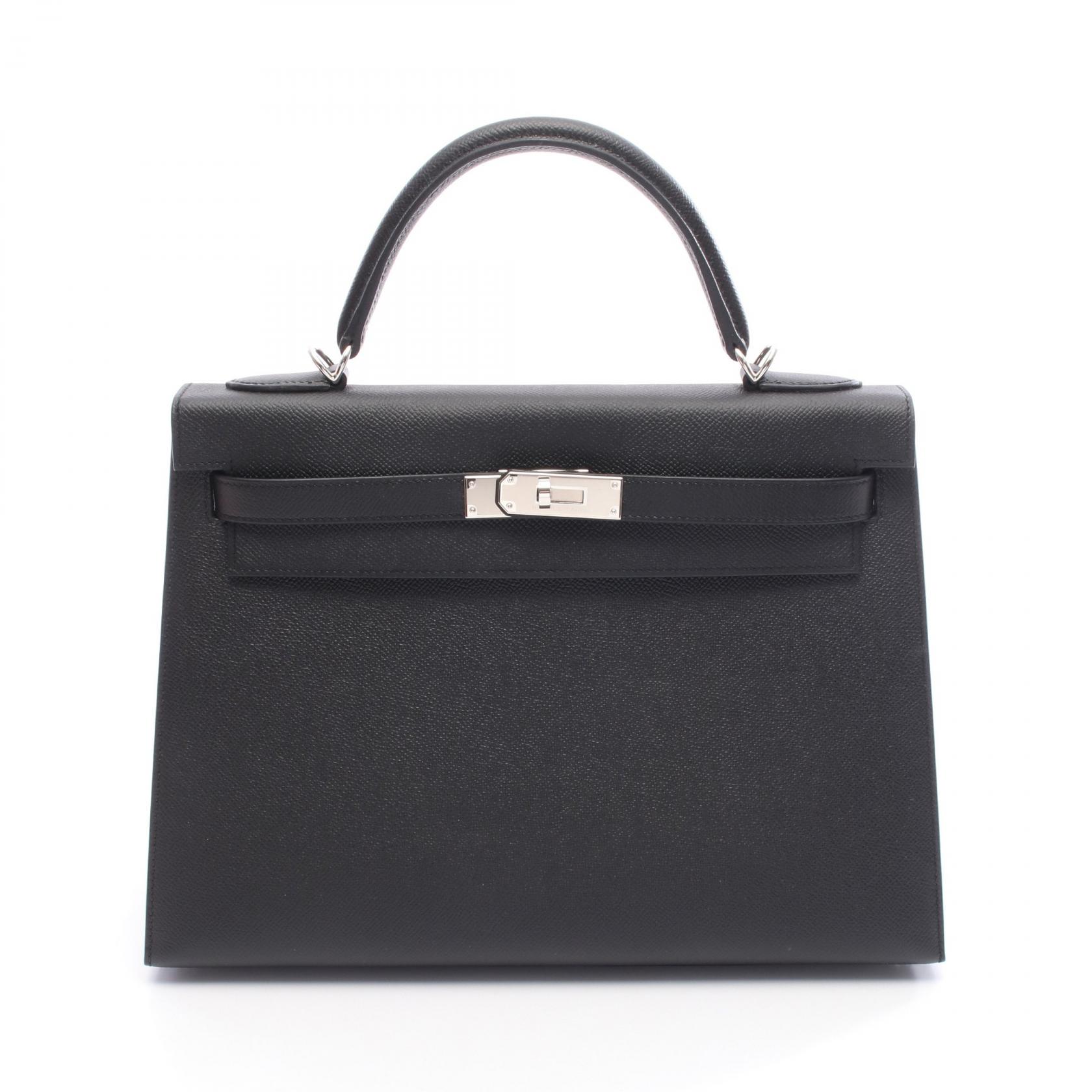 【15%OFFクーポン対象 4/4 20時-4/10 23:59】エルメス HERMES ケリー32 ハンドバッグ バッグ ヴォーエプソン ヴォーエプソン ブラック系 【中古】 1,039,500円