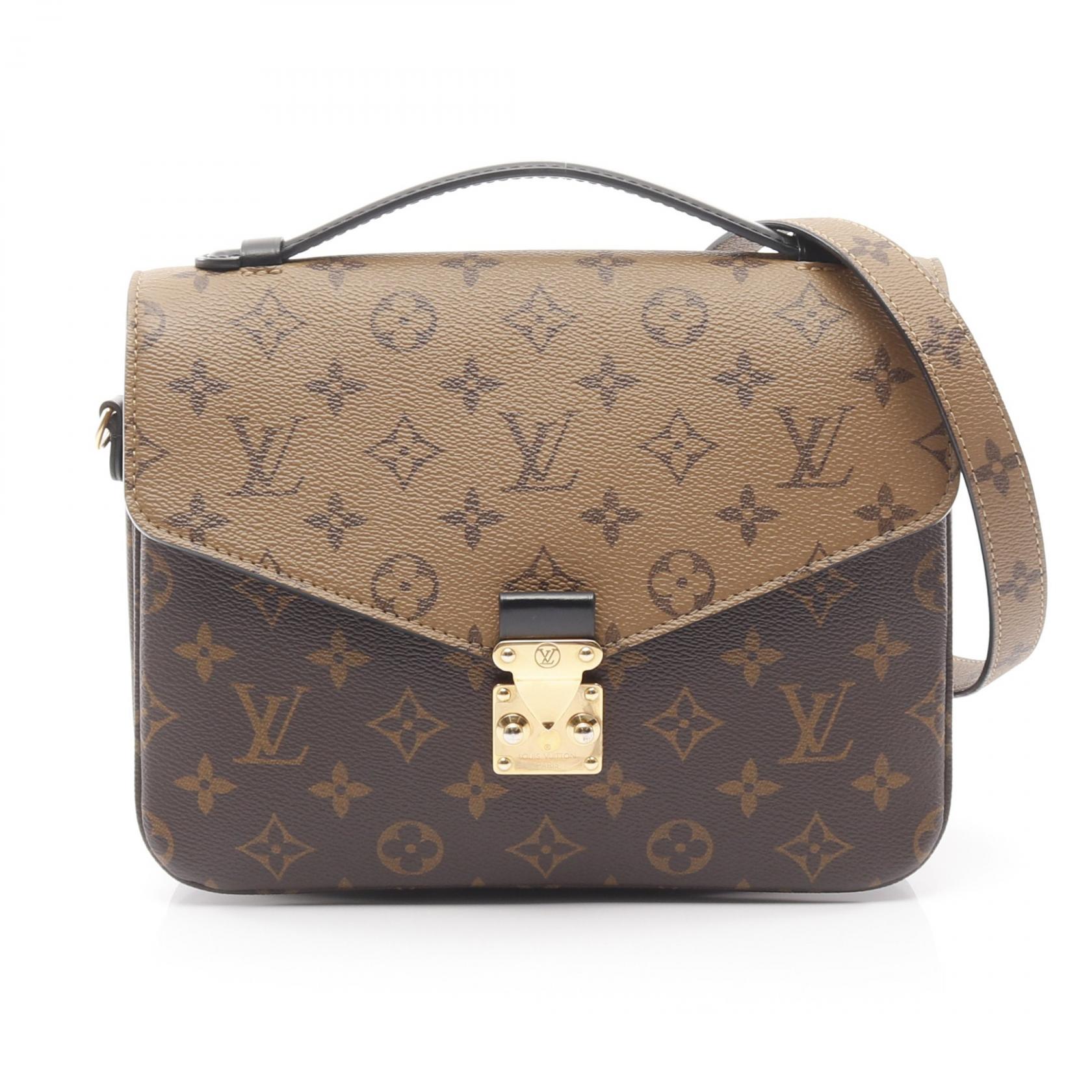 ルイ・ヴィトン LOUIS VUITTON ポシェット メティス MM モノグラムリバース ハンドバッグ バッグ PVCコーティングキャンバス レザー ブラウン系 / ブラック系 M44876 【中古】