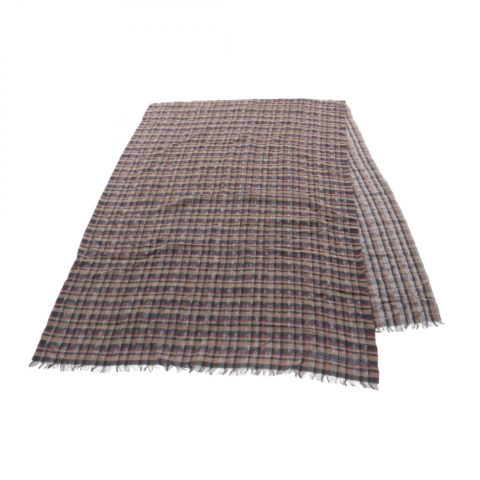 ルイ・ヴィトン LOUIS VUITTON モノグラム ストール 衣料品 ウール シルク ブラウン系 / マルチカラー M74964 【中古】