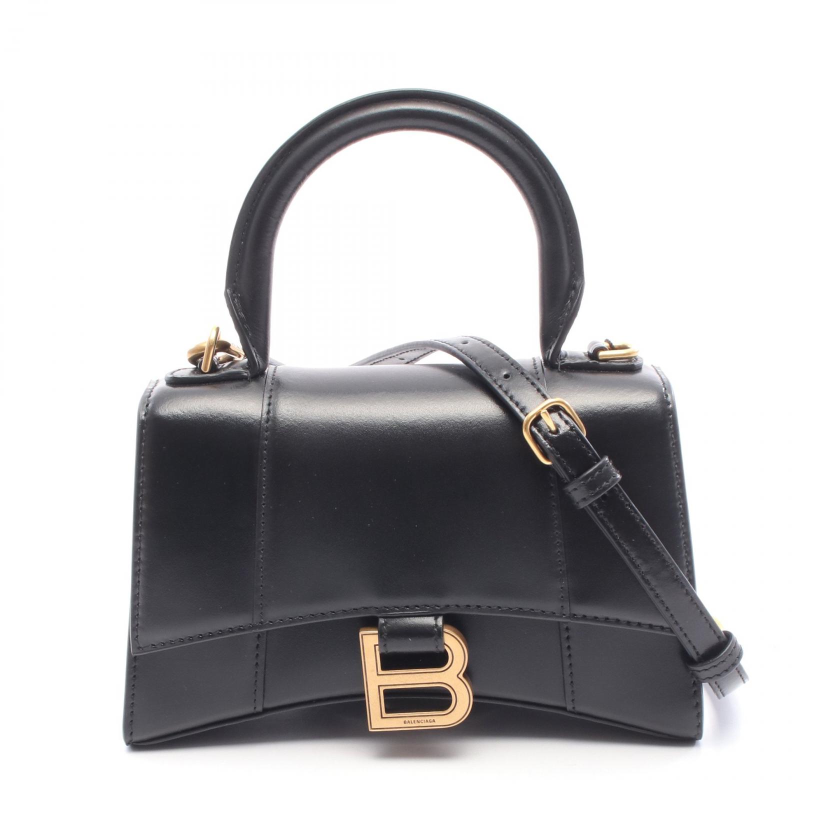 バレンシアガ BALENCIAGA HOURGLASS XS ハンドバッグ バッグ レザー ブラック系 5928331QJ4M1000 【新品】
