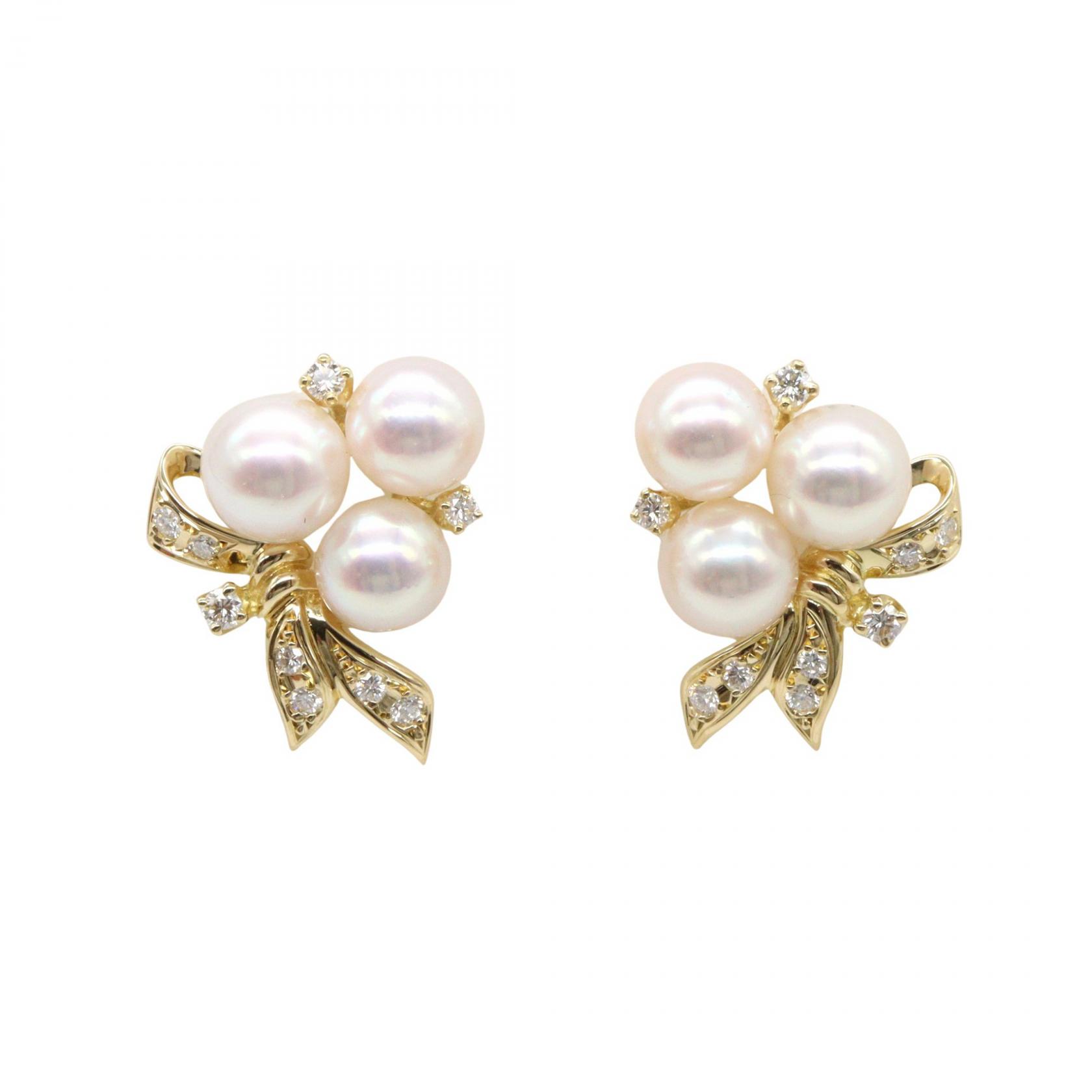 楽天市場】ミキモト MIKIMOTO ピアス リボンモチーフ K18YG パール 7.3