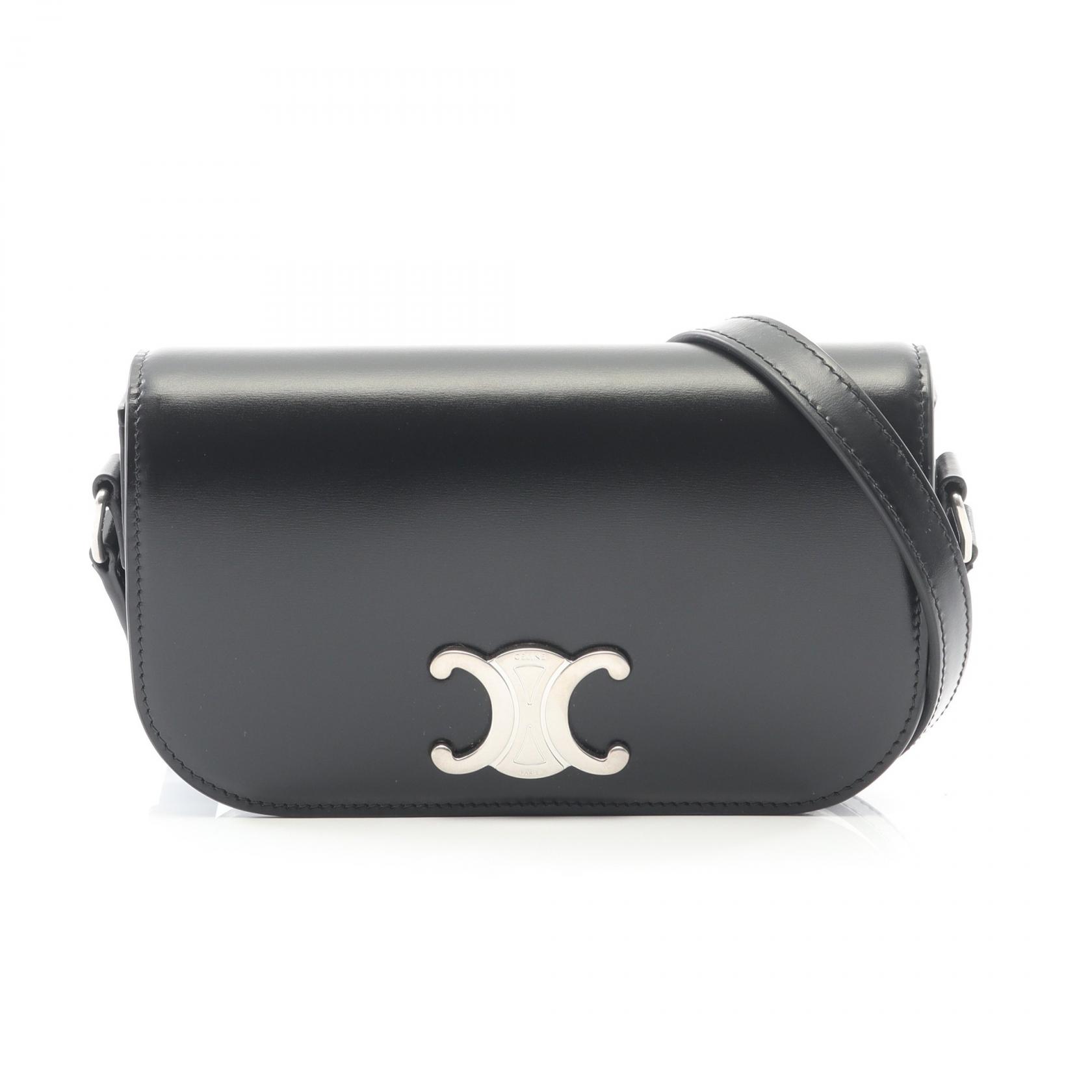 セリーヌ CELINE トリオンフ ショルダーバッグ バッグ レザー ブラック系 117893BF438SI 【新品】