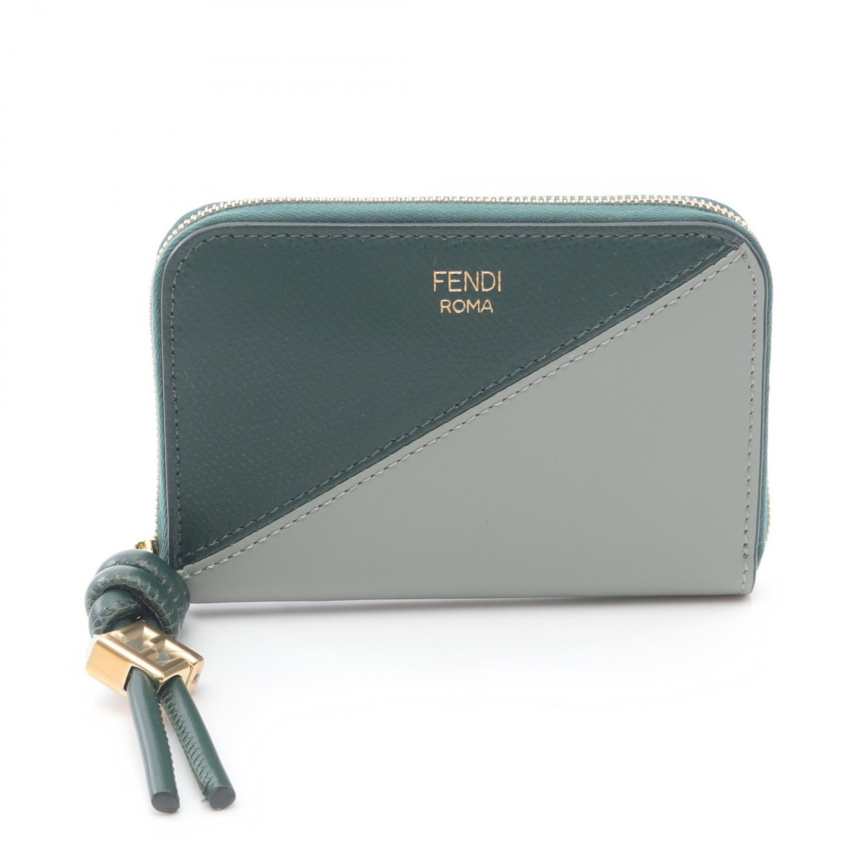 フェンディ FENDI FFダイヤモンド ジップアラウンド財布 ミニ ラウンド財布 財布 レザー グリーン系 8M0313AYCAF1TWG 【新品】