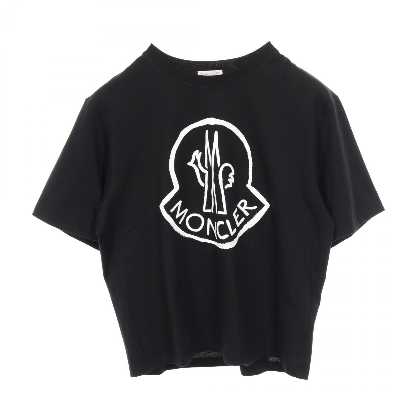 モンクレール MONCLER ビッグロゴ カットソー 衣料品 トップス コットン ブラック系 / ホワイト系 【中古】