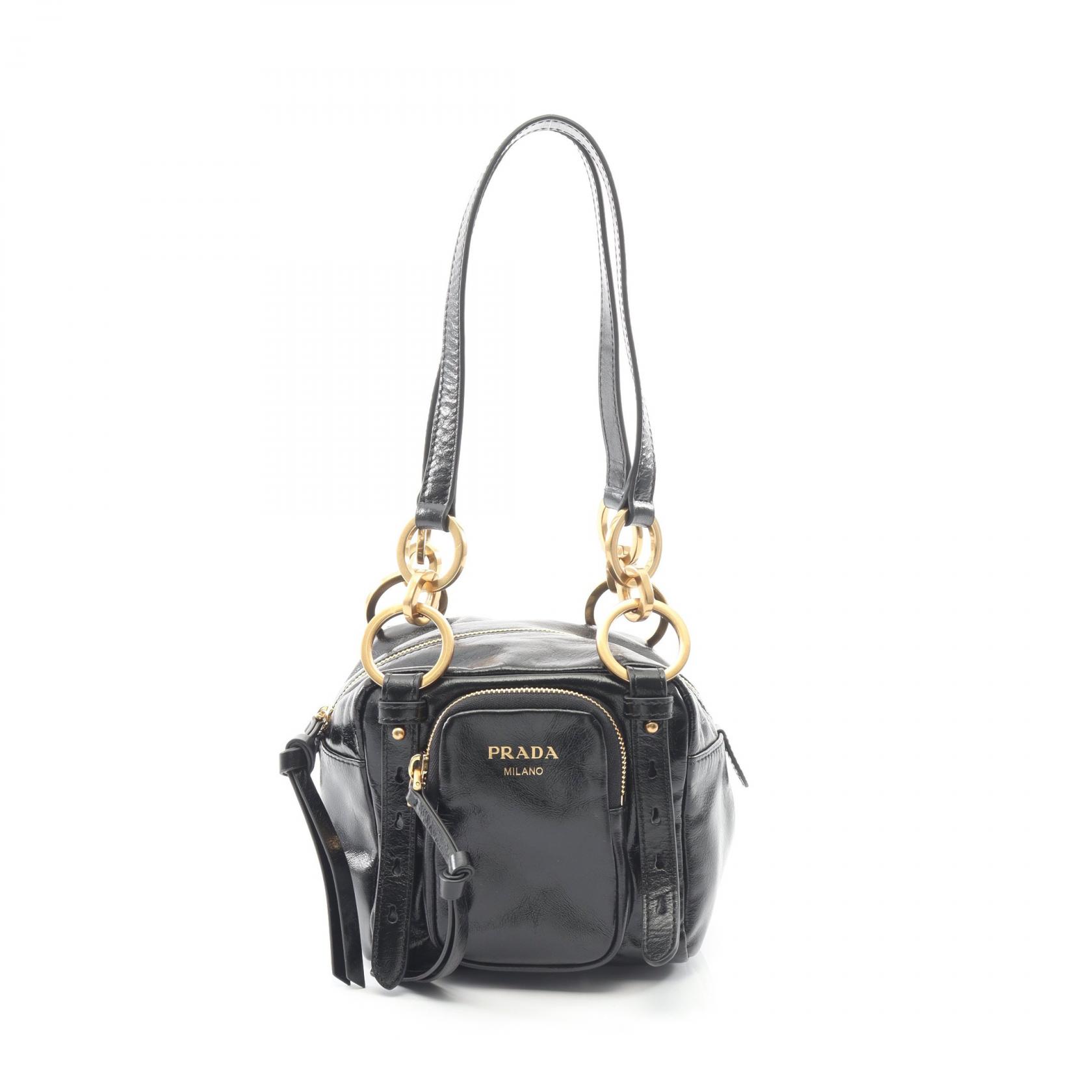 プラダ PRADA ダングル ミニ ハンドバッグ バッグ レザー ブラック系 【中古】 121,000円