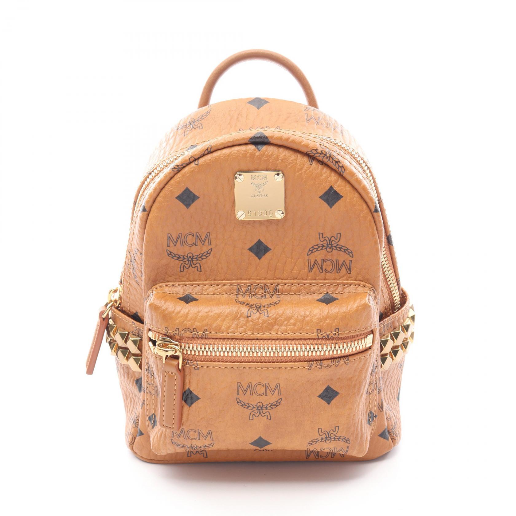 【15%OFFクーポン対象 4/4 20時-4/10 23:59】エム・シー・エム MCM ヴィセトス リュックサック バックパック バッグ PVCコーティングキャンバス レザー ブラウン系 MMKAAVE13CO001 【中古】