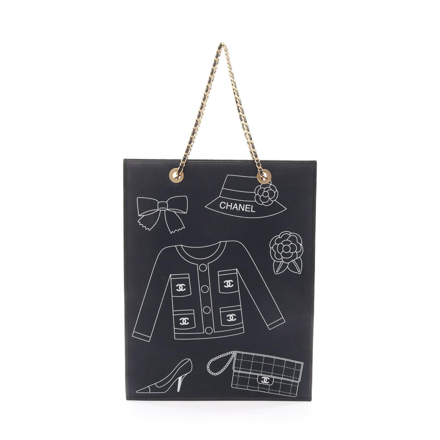 シャネル CHANEL アイコン トートバッグ バッグ キャンバス レザー ネイビー系 / ブラック系 / ホワイト系 【中古】