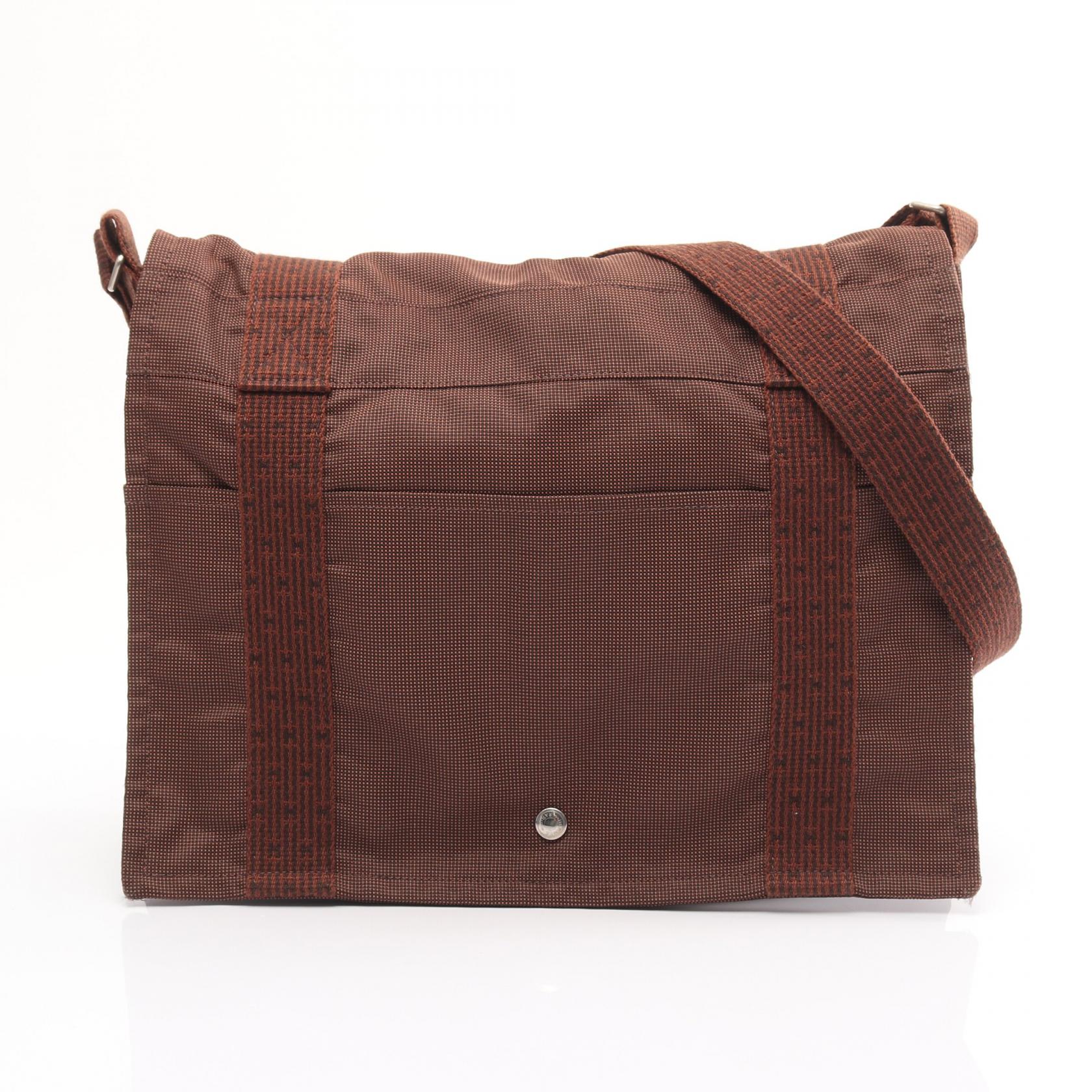 エルメス HERMES エールライン バサスMM ショルダーバッグ バッグ キャンバス ブラウン系 【中古】