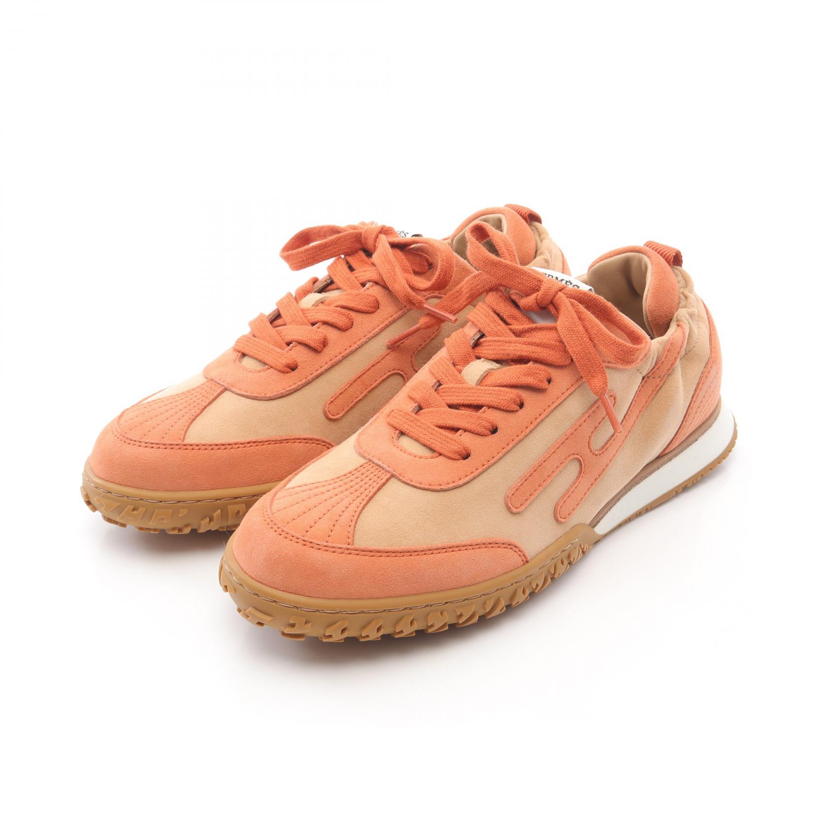 エルメス HERMES ジェット スニーカー 靴 スウェード ベージュ系 / オレンジ系 【中古】