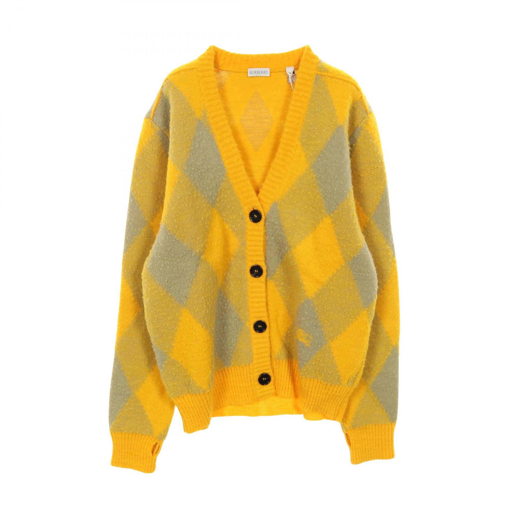バーバリー BURBERRY カーディガン 衣料品 トップス ウール イエロー系 / グレー系 【中古】