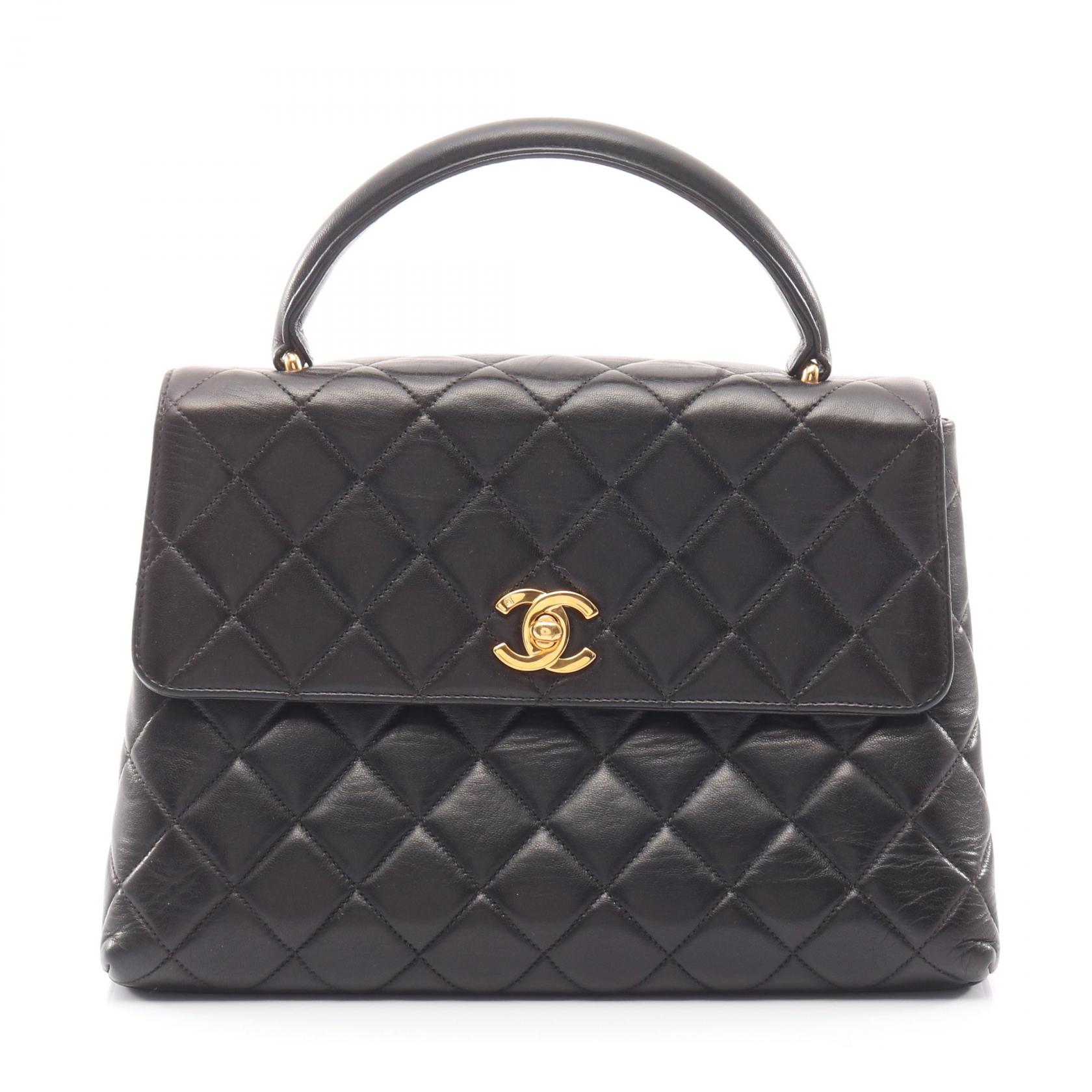 【15%OFFクーポン対象 4/4 20時-4/10 23:59】シャネル CHANEL マトラッセ トップハンドル ハンドバッグ バッグ ラムスキン（羊革） ブラック系 【中古】