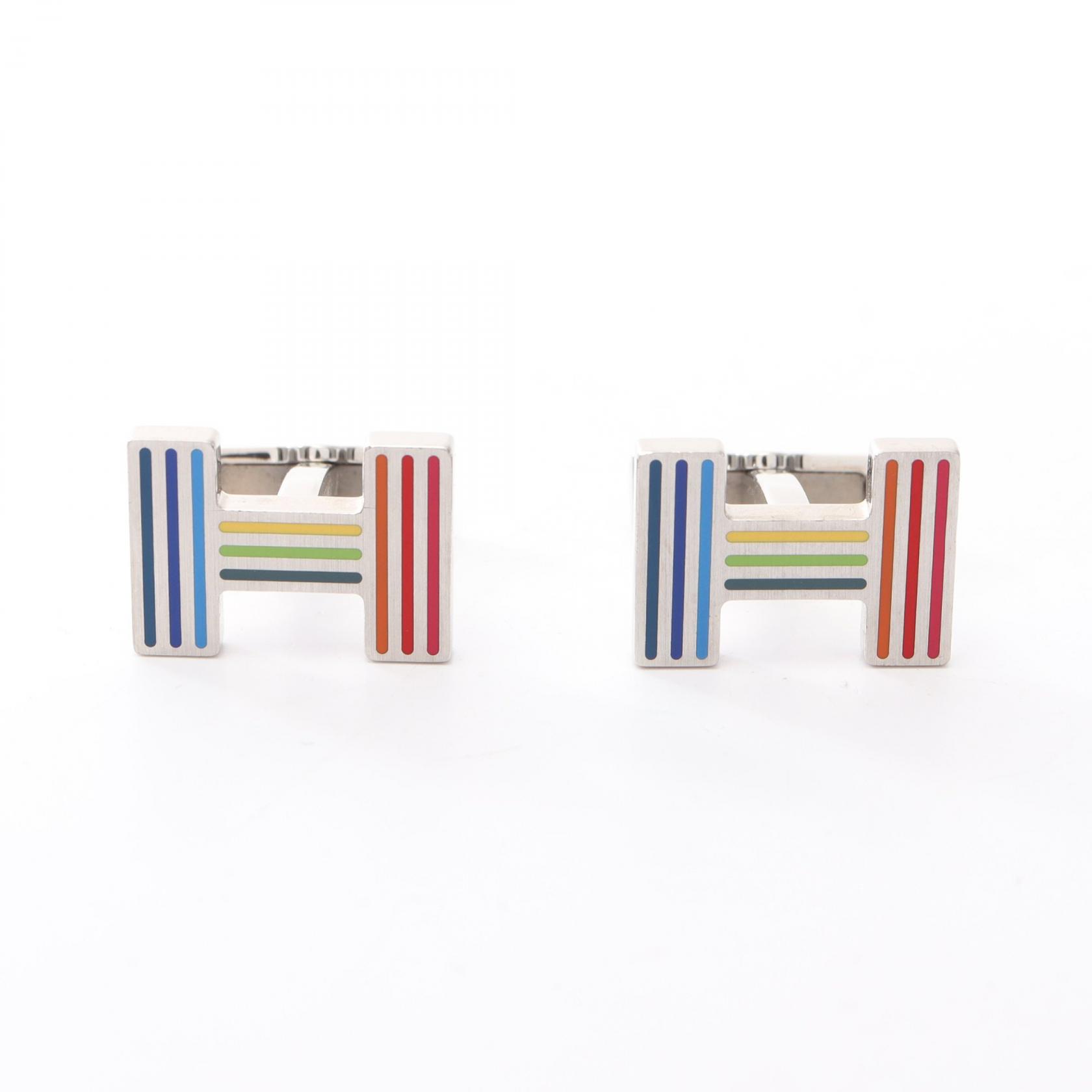 エルメス HERMES カフリンクス クイズレインボー カフス アクセサリー メタル シルバー系 / マルチカラー 【中古】