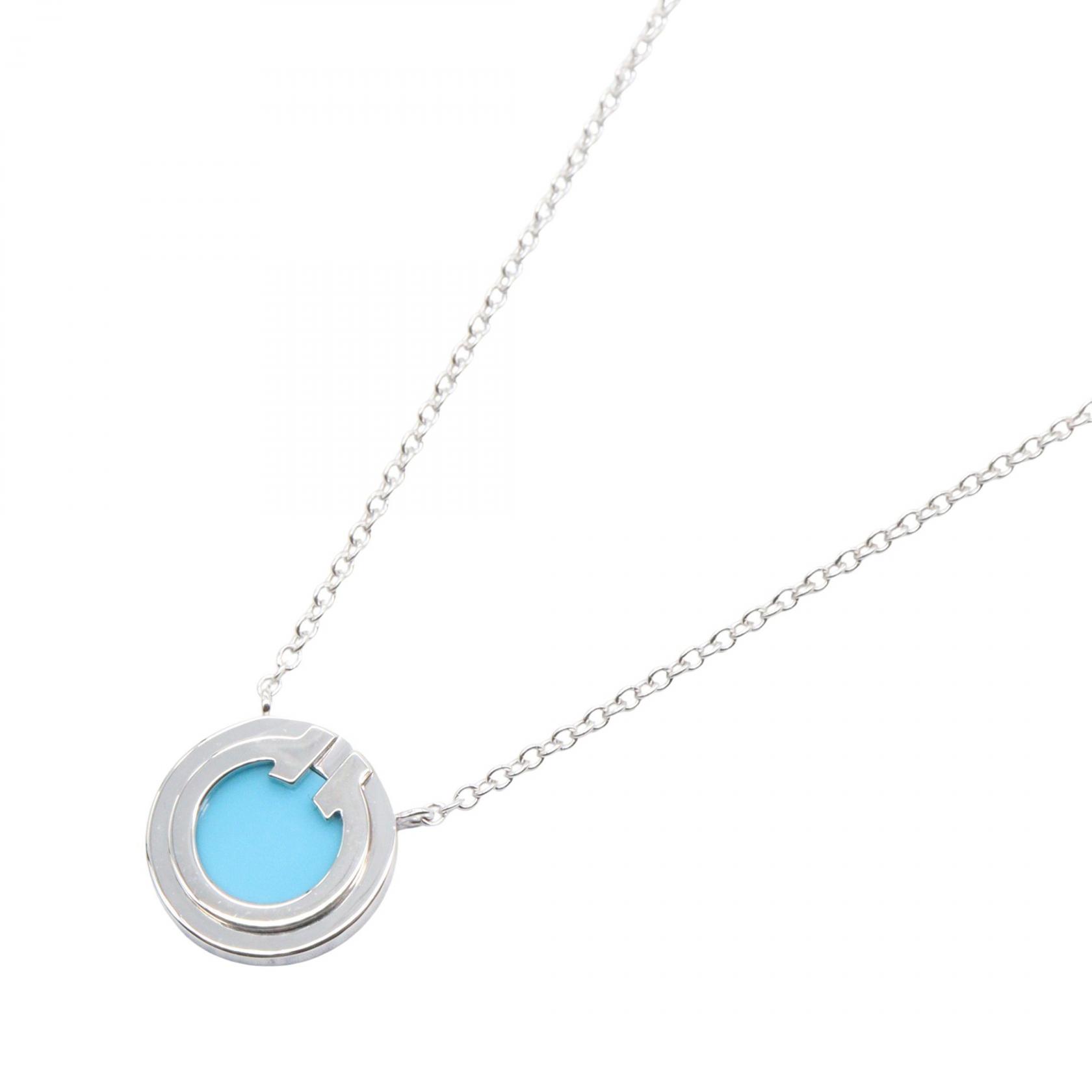 ティファニー TIFFANY＆CO TWOサークル ターコイズ ネックレス ネックレス ジュエリー K18WG（ホワイトゴールド） ターコイズ シルバー系 / ブルー系 【中古】