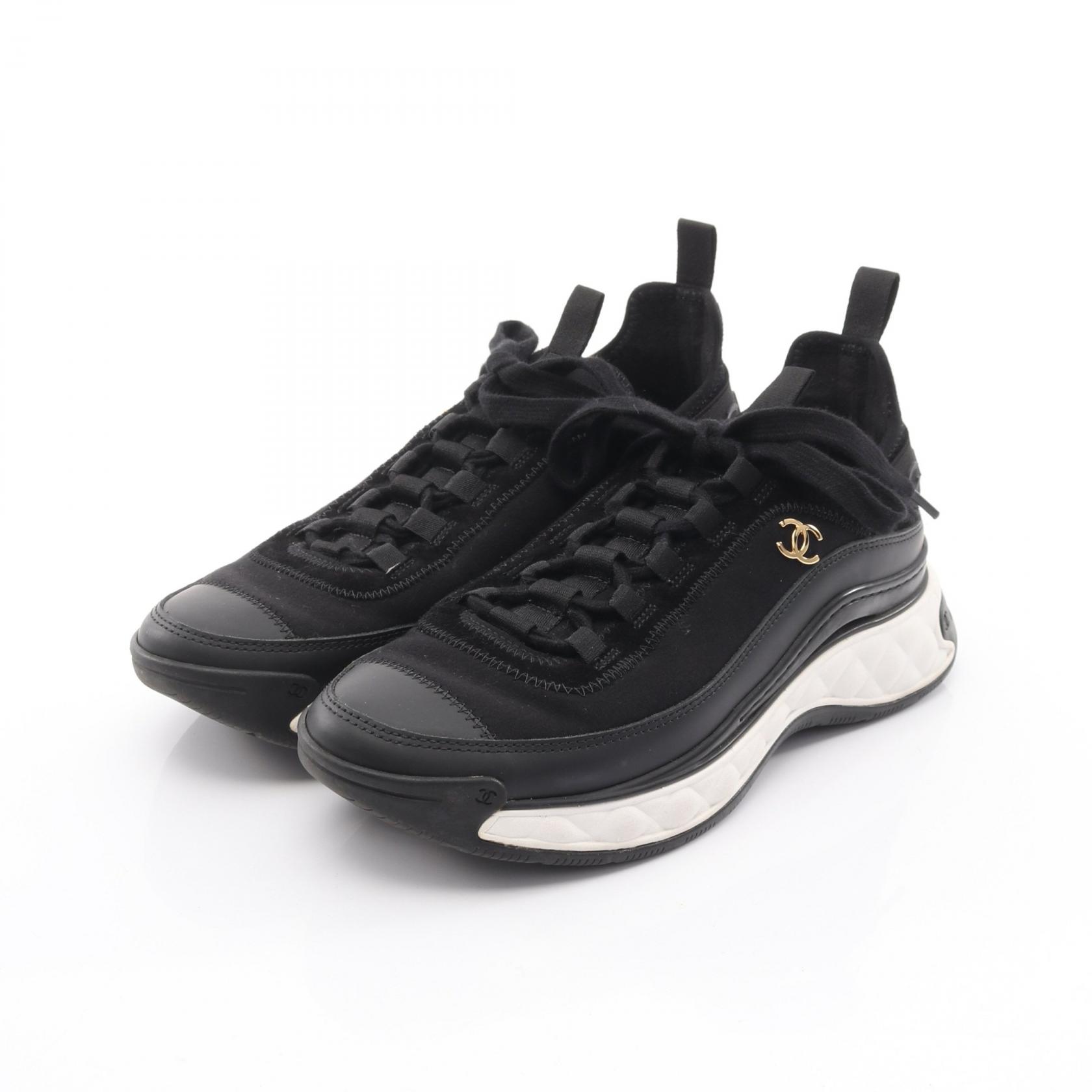 シャネル CHANEL ココマーク スニーカー 靴 レザー スウェード ファブリック ブラック系 G35617 【中古】｜RECLO（リクロ）店