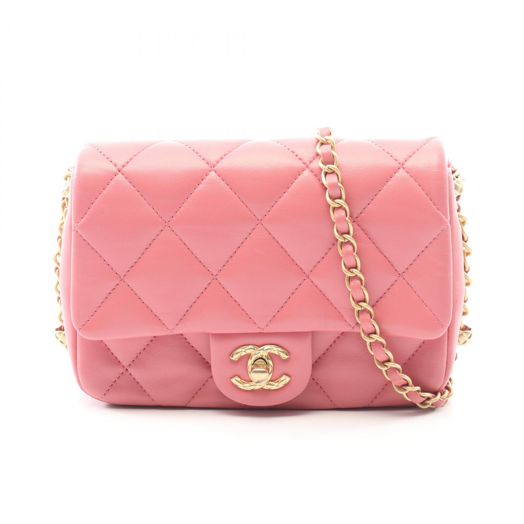 シャネル CHANEL マトラッセ スモール ショルダーバッグ バッグ ラムスキン（羊革） ピンク系 【中古】