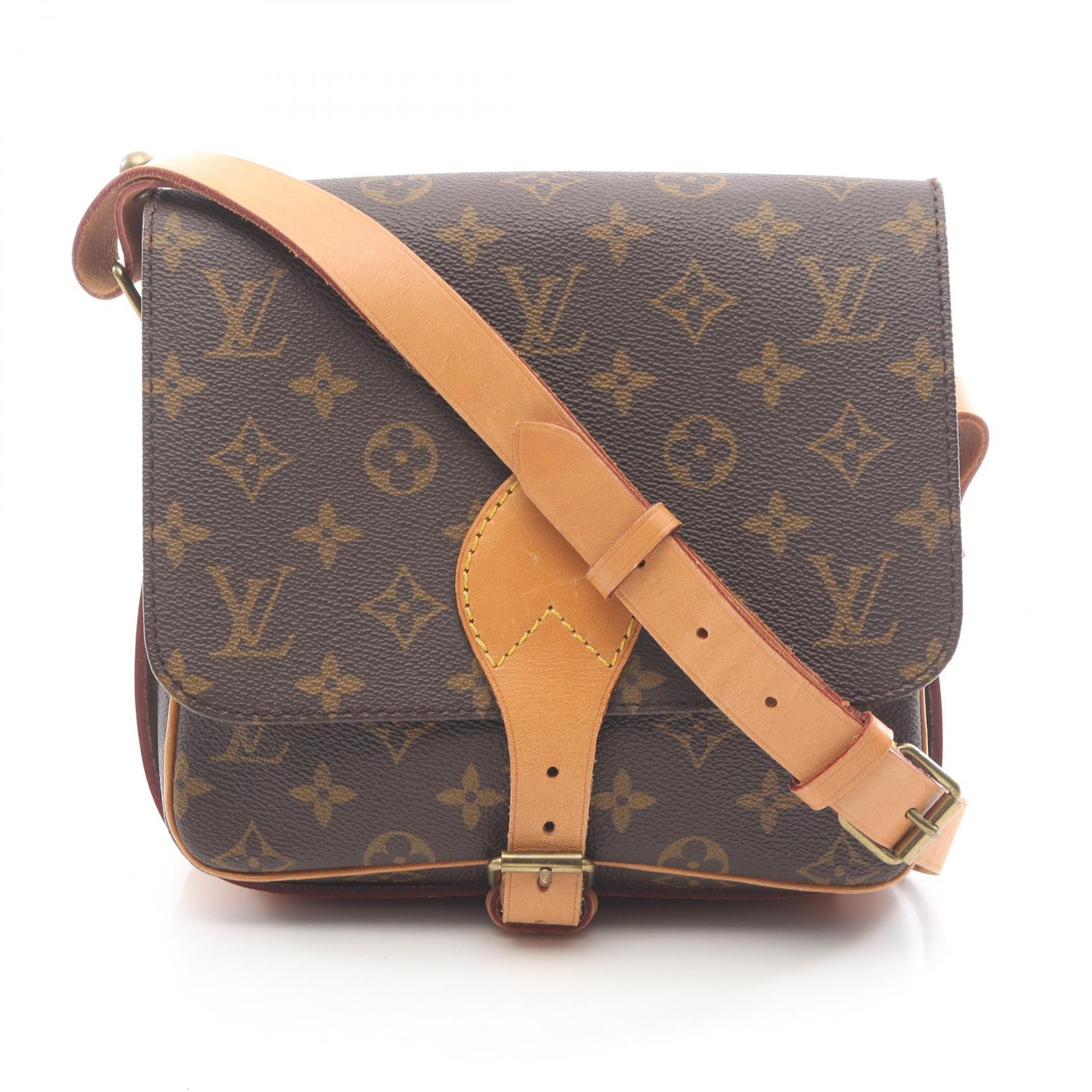 【15%OFFクーポン対象 4/4 20時-4/10 23:59】ルイ・ヴィトン LOUIS VUITTON カルトシエールMM ショルダーバッグ バッグ PVCコーティングキャンバス レザー モノグラム ブラウン系 M51253 【中古】