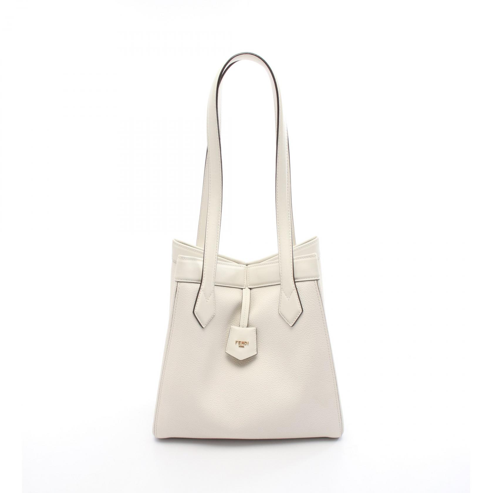 【15%OFFクーポン対象 4/4 20時-4/10 23:59】フェンディ FENDI ORIGAMI MEDIUM オリガミ ミディアム トートバッグ バッグ レザー ホワイト系 8BH414 【中古】