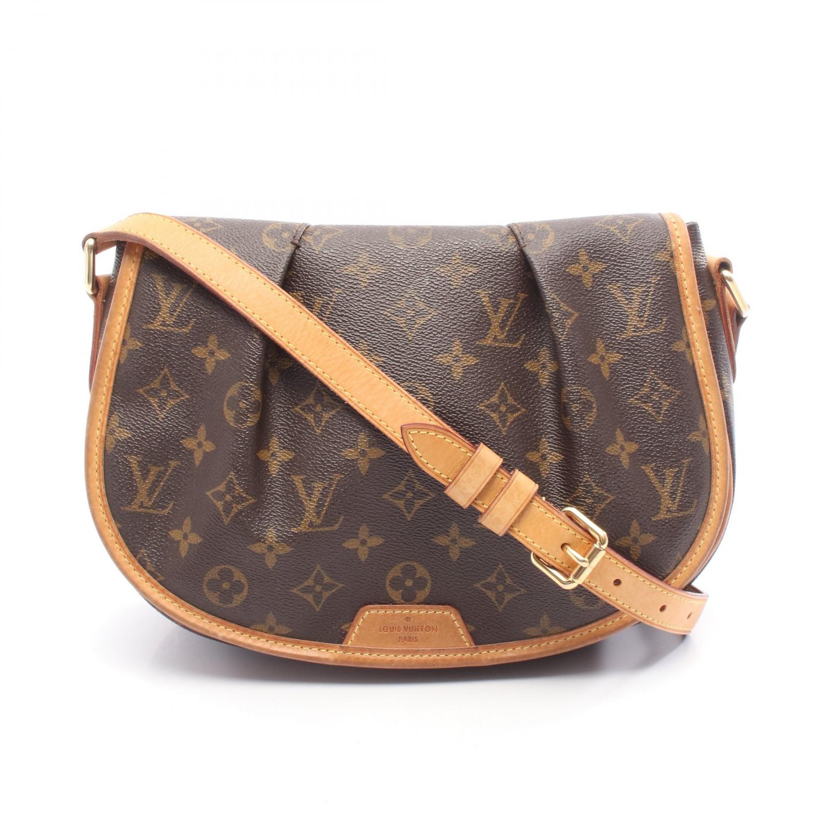 【20%OFFクーポン対象 4/4 20時-4/10 23:59】ルイ・ヴィトン LOUIS VUITTON メニルモンタンPM ショルダーバッグ バッグ PVCコーティングキャンバス レザー モノグラム ブラウン系 M40474 【中古】