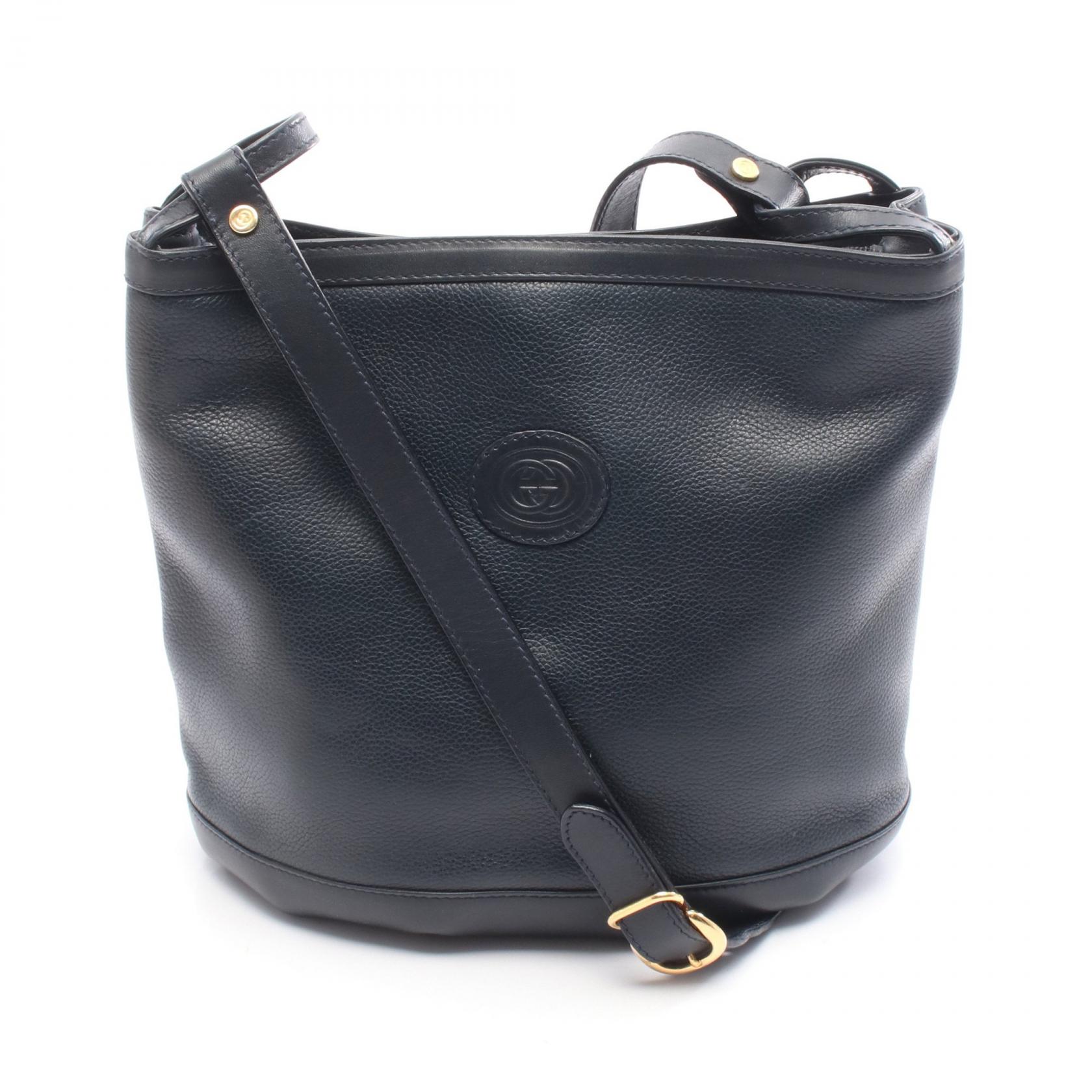 【15%OFFクーポン 7/19 20時~7/26 9:59】グッチ GUCCI インターロッキングG ショルダーバッグ バッグ レザー ネイビー系 001・14・0934 【中古】|RECLO(リクロ)店