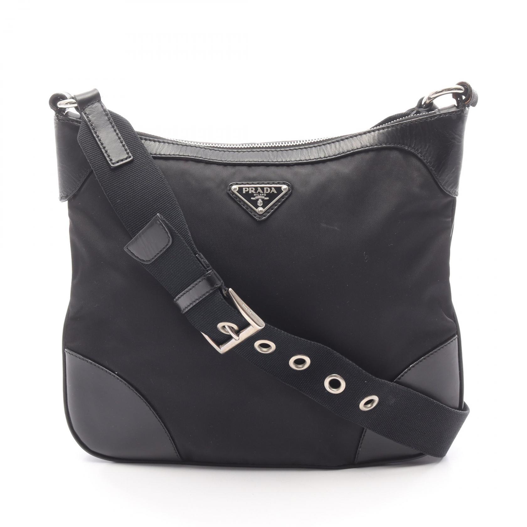 【全品ポイント11倍｜7/30 0:00-23:59】プラダ PRADA ショルダーバッグ バッグ ナイロン レザー ブラック系 【中古】｜RECLO（リクロ）店