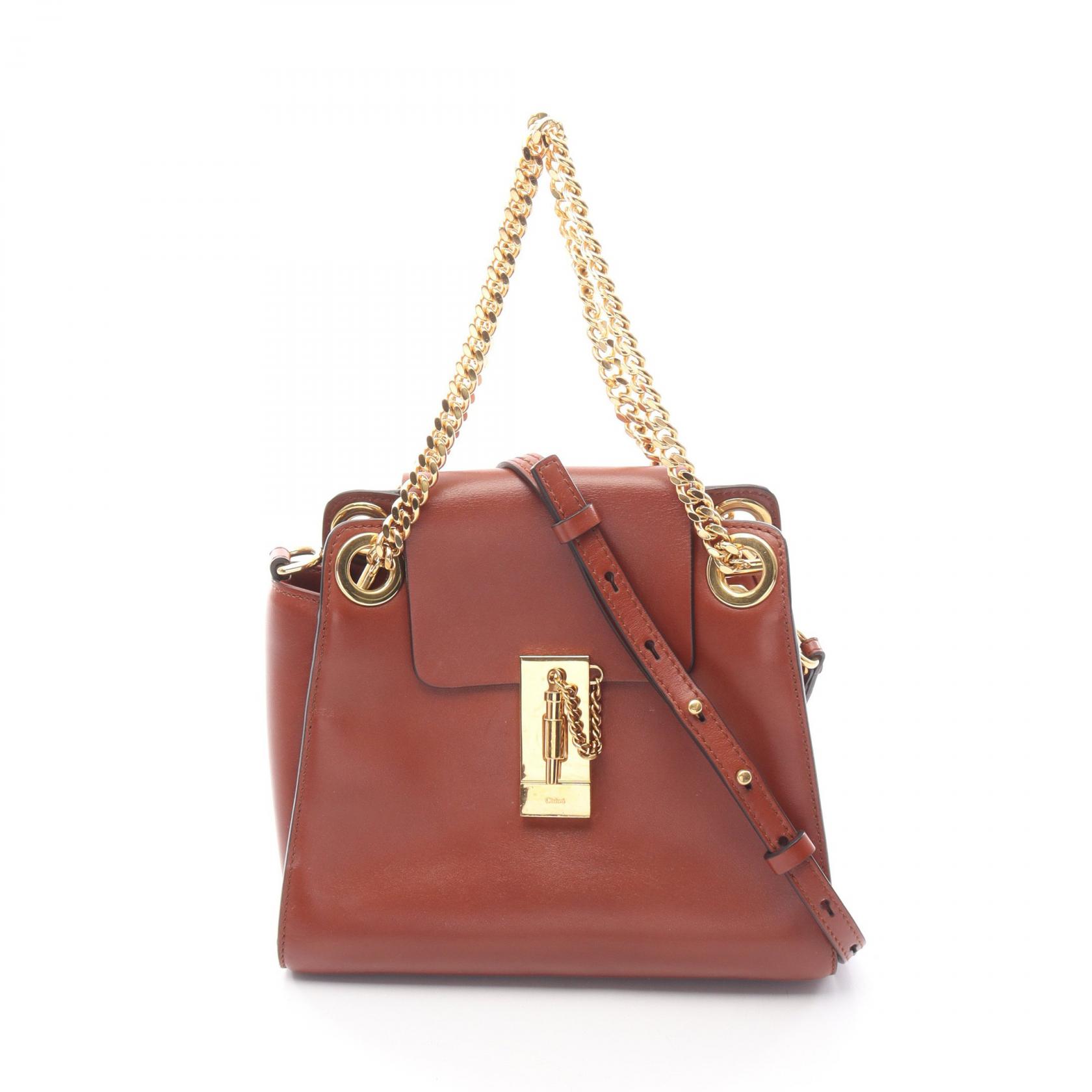 クロエ Chloe アニー スモール ハンドバッグ バッグ レザー ブラウン系 【中古】