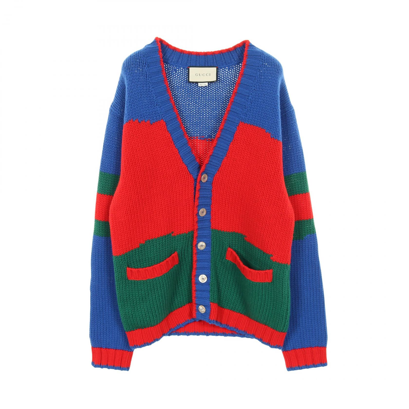 グッチ GUCCI カーディガン 衣料品 トップス ウール レッド系 / ブルー系 / グリーン系 【中古】