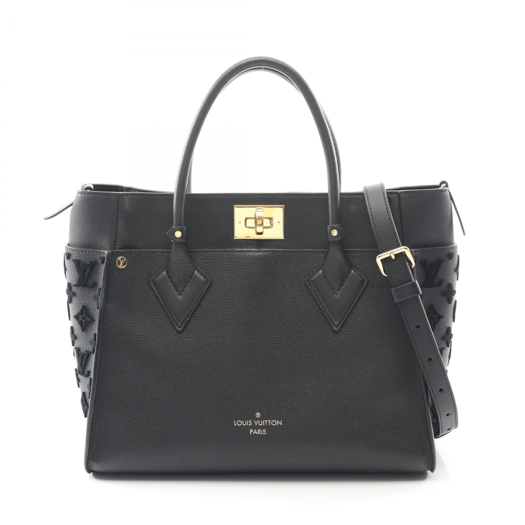 ルイ・ヴィトン LOUIS VUITTON オンマイサイドMM モノグラムタフタージュ ノワール ハンドバッグ バッグ レザー ブラック系 M53826 【中古】