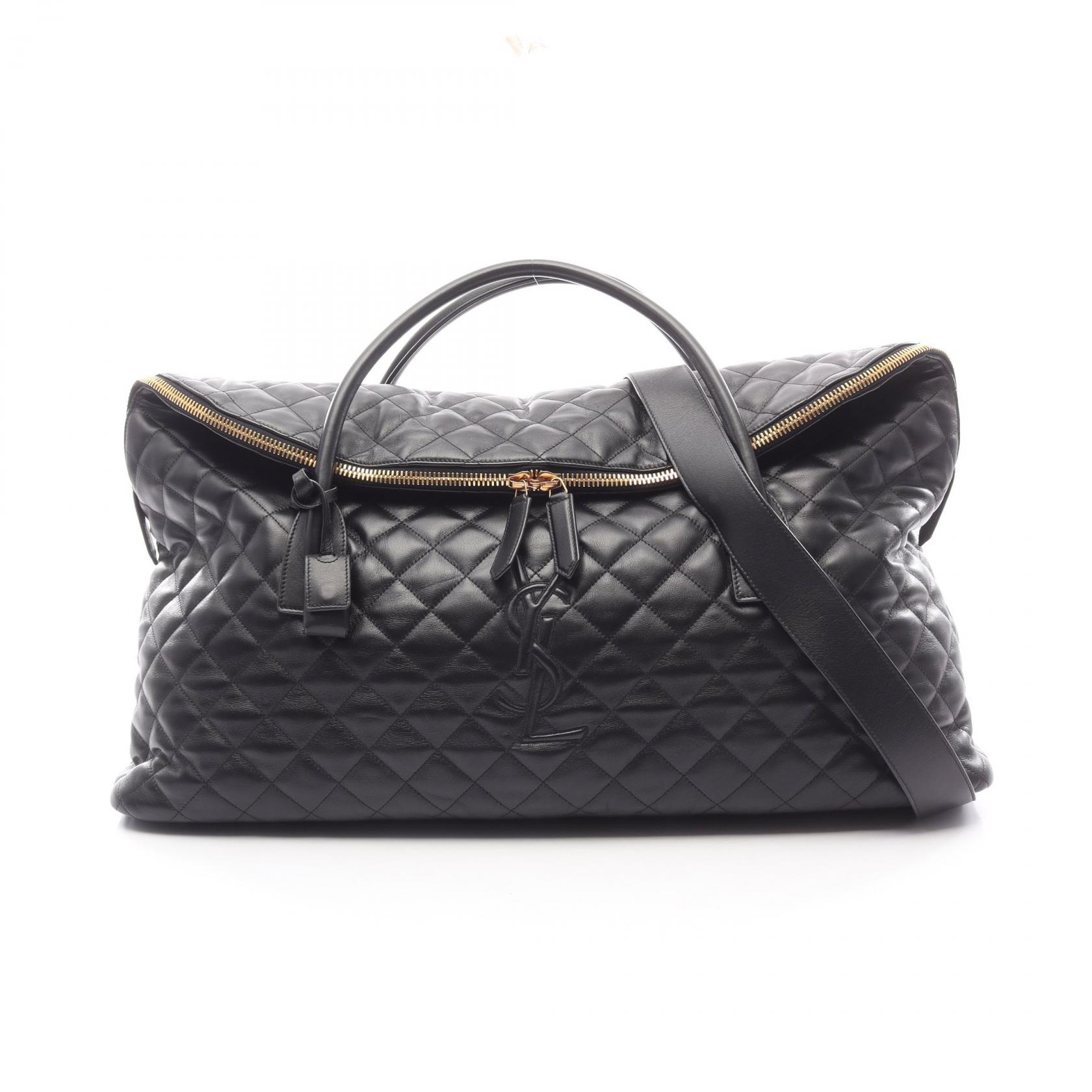 サンローランパリ SAINT LAURENT PARIS ESジャイアント ボストンバッグ バッグ レザー ブラック系 【中古】