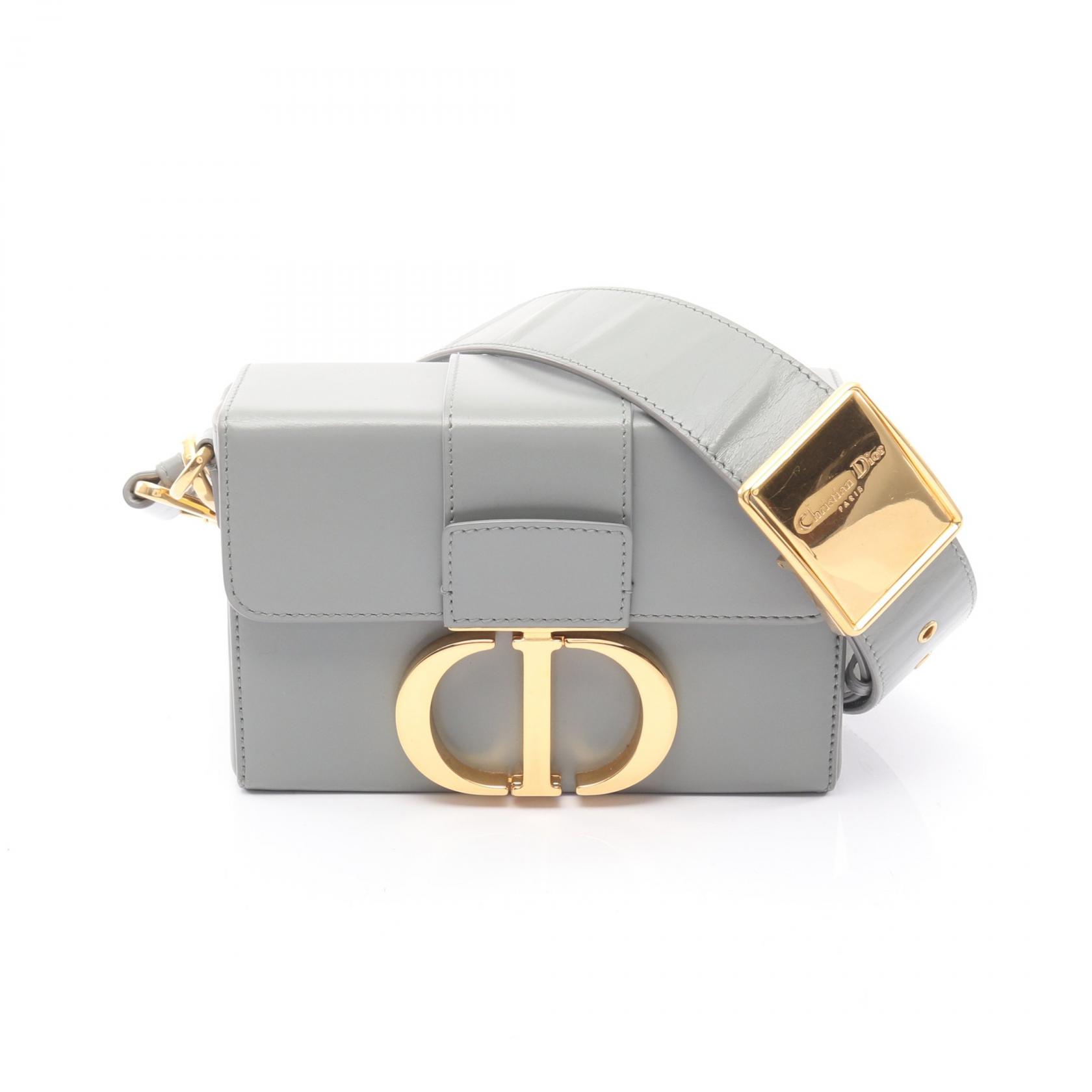 ディオール Dior 30 MONTAIGNE モンテーニュ ボックス ショルダーバッグ バッグ レザー ブルー系 01-RU-0210 【中古】