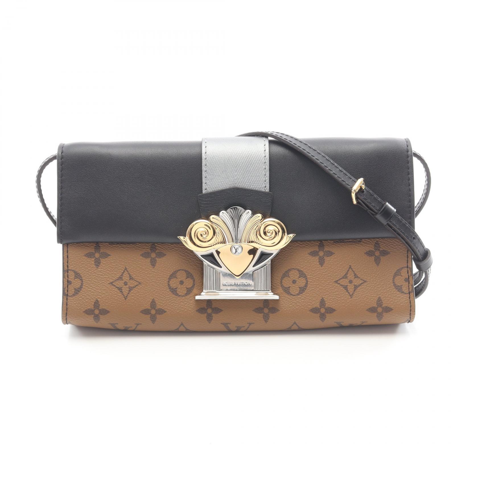 ルイ・ヴィトン LOUIS VUITTON ポシェット コラム モノグラムリバース ショルダーバッグ バッグ PVCコーティングキャンバス レザー ブラウン系 / ブラック系 / シルバー系 M44101 【中古】