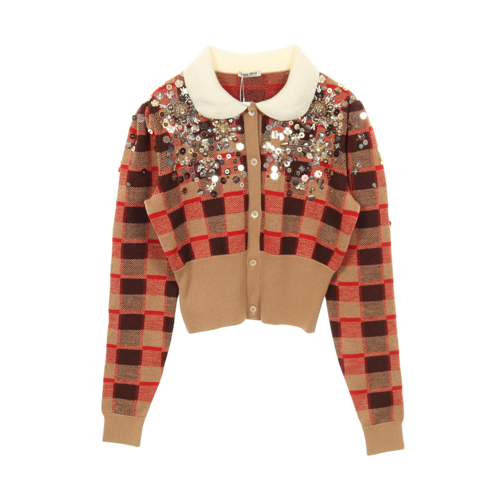 新品同様【定価25万】MIU MIU ビジュー ニット 半袖 フラワーニット 楽天市場】MIUMIU ミュウミュウ 【国内正規】MML313 パールxビジュー