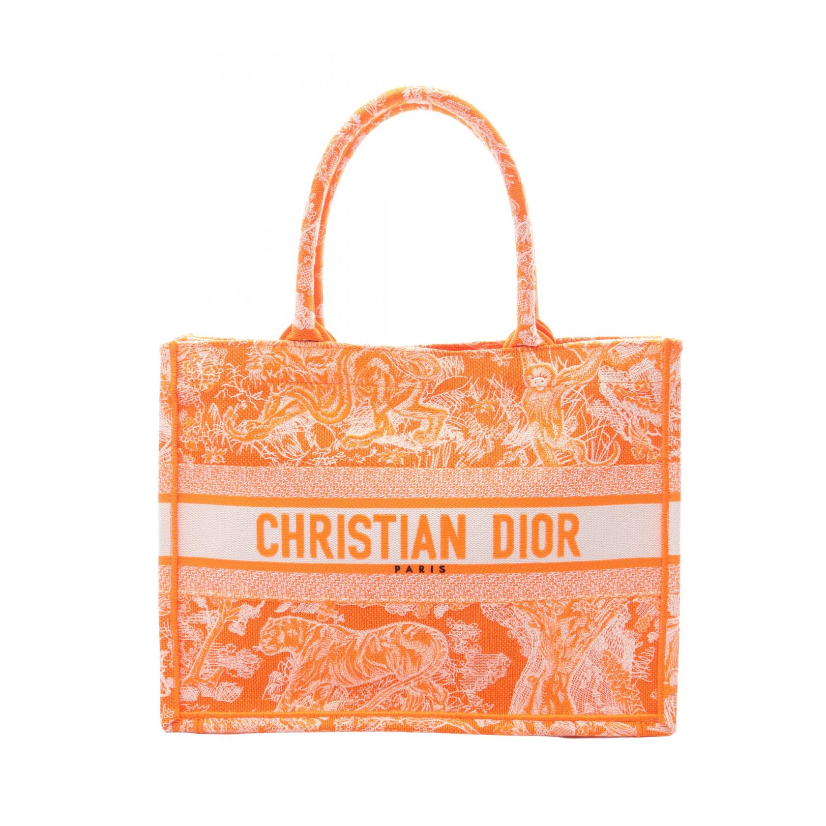 ディオール Dior BOOK TOTE ブックトート ミディアム トートバッグ バッグ キャンバス オレンジ系 【中古】