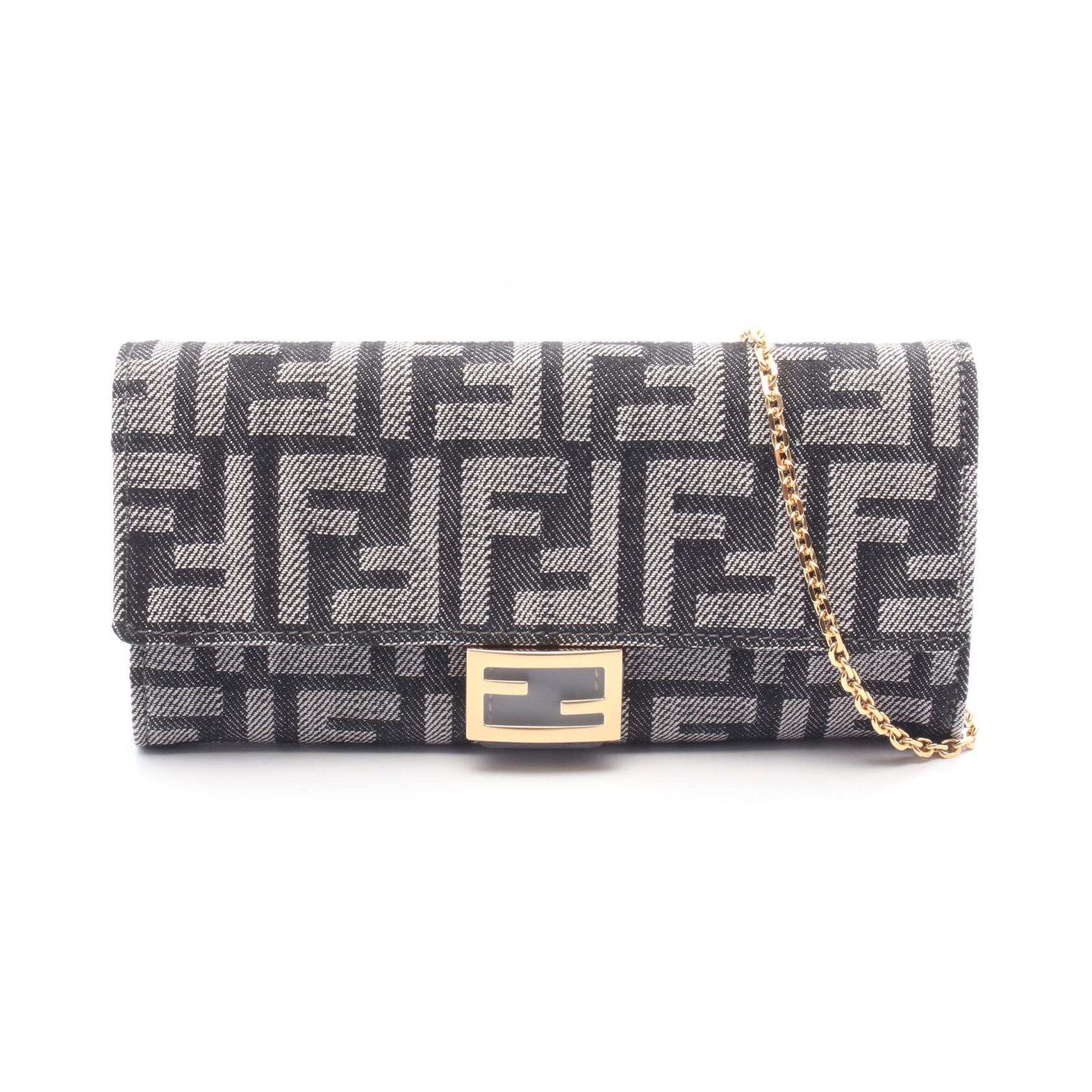 フェンディ FENDI バゲットウォレットオンチェーン FFジャカード ショルダーバッグ バッグ デニム レザー ネイビー系 8M0365AUT4F1UJ5 【新品】