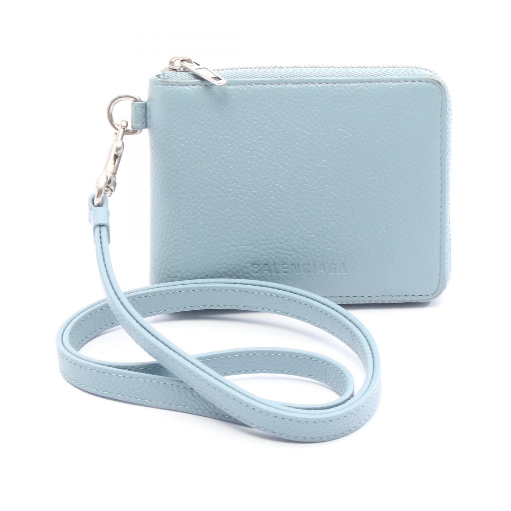 バレンシアガ BALENCIAGA エッセンシャル スモールウォレット ラウンド財布 財布 レザー ブルー系 【中古】