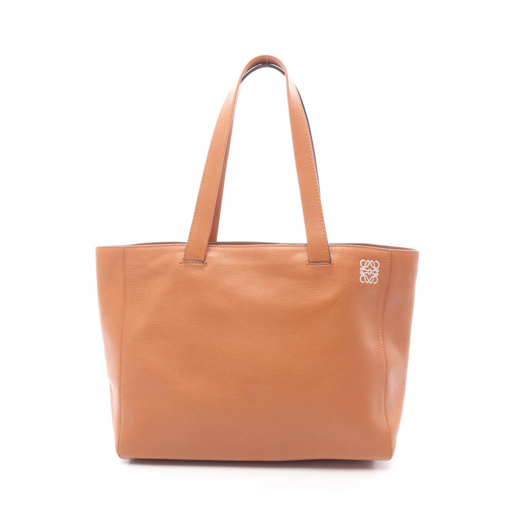 【20%OFFクーポン対象 4/4 20時-4/10 23:59】ロエベ LOEWE イースト ウエスト ショッパー スモール トートバッグ バッグ レザー ブラウン系 【中古】