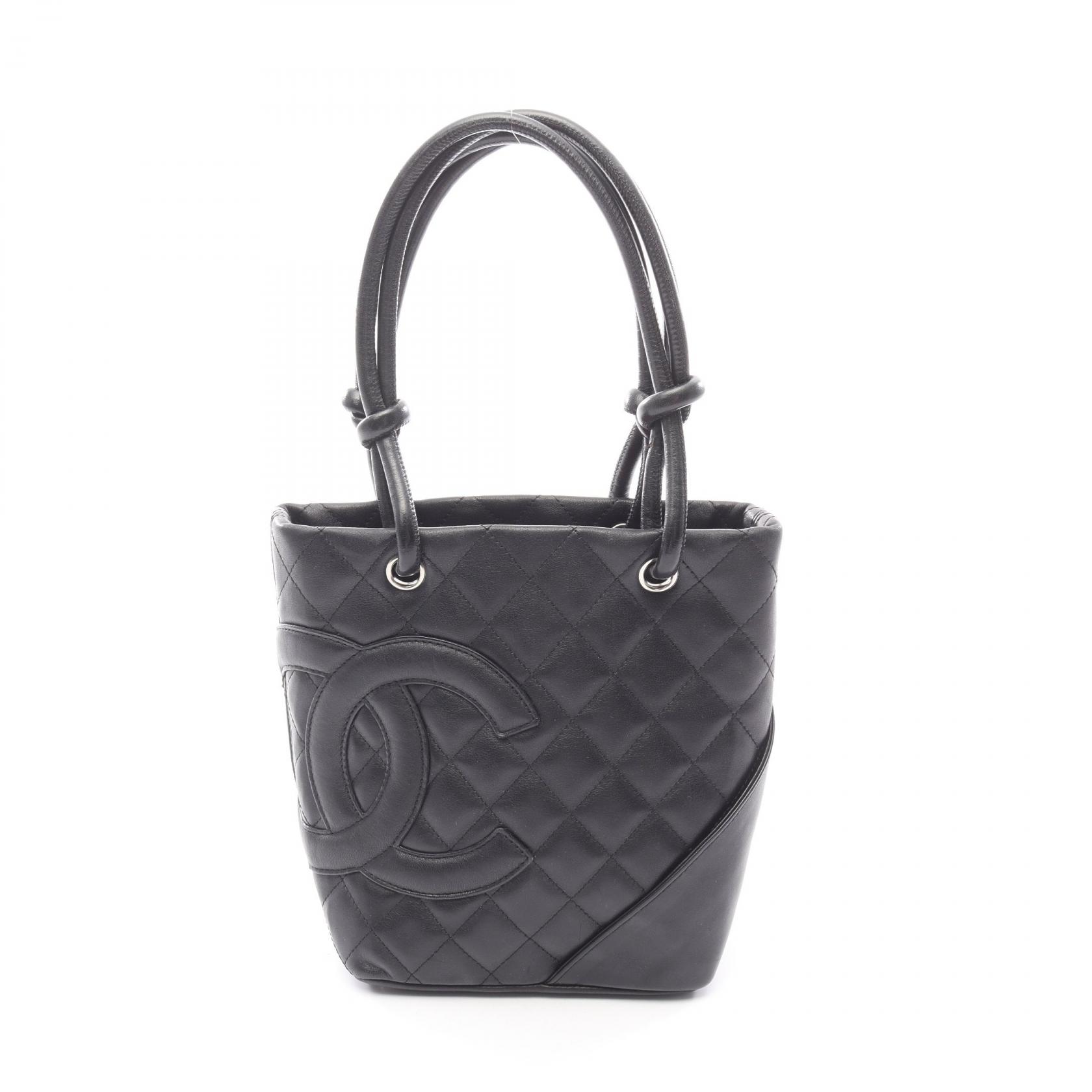 シャネル CHANEL カンボンライン スモール トートバッグ バッグ レザー ブラック系 【中古】 192,500円