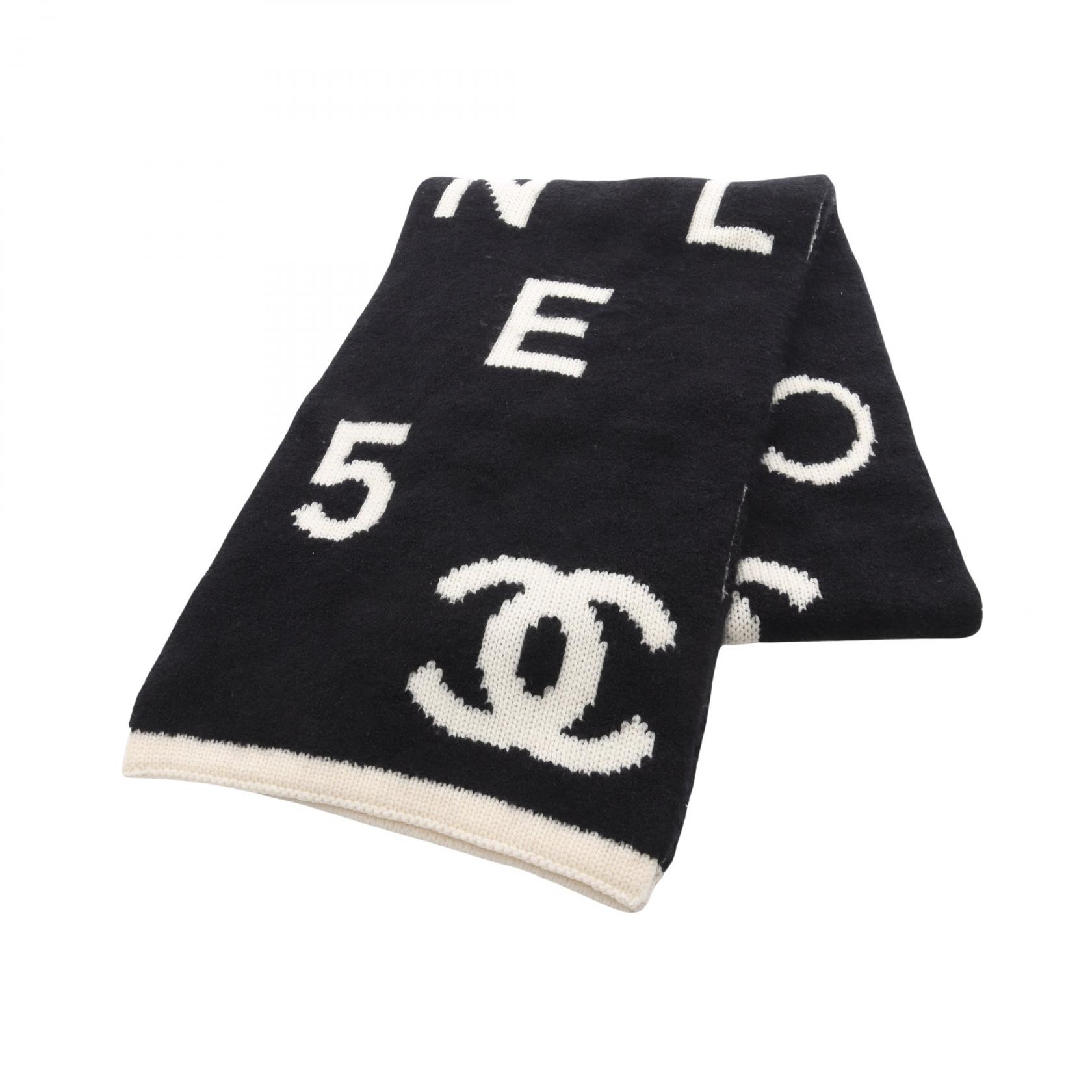 シャネル CHANEL カメリア ココマーク 大判 マフラー マフラー カシミヤ ブラック 未使用 CHANEL - シャネル CHANEL カメリア ココマーク 大判 マフラー