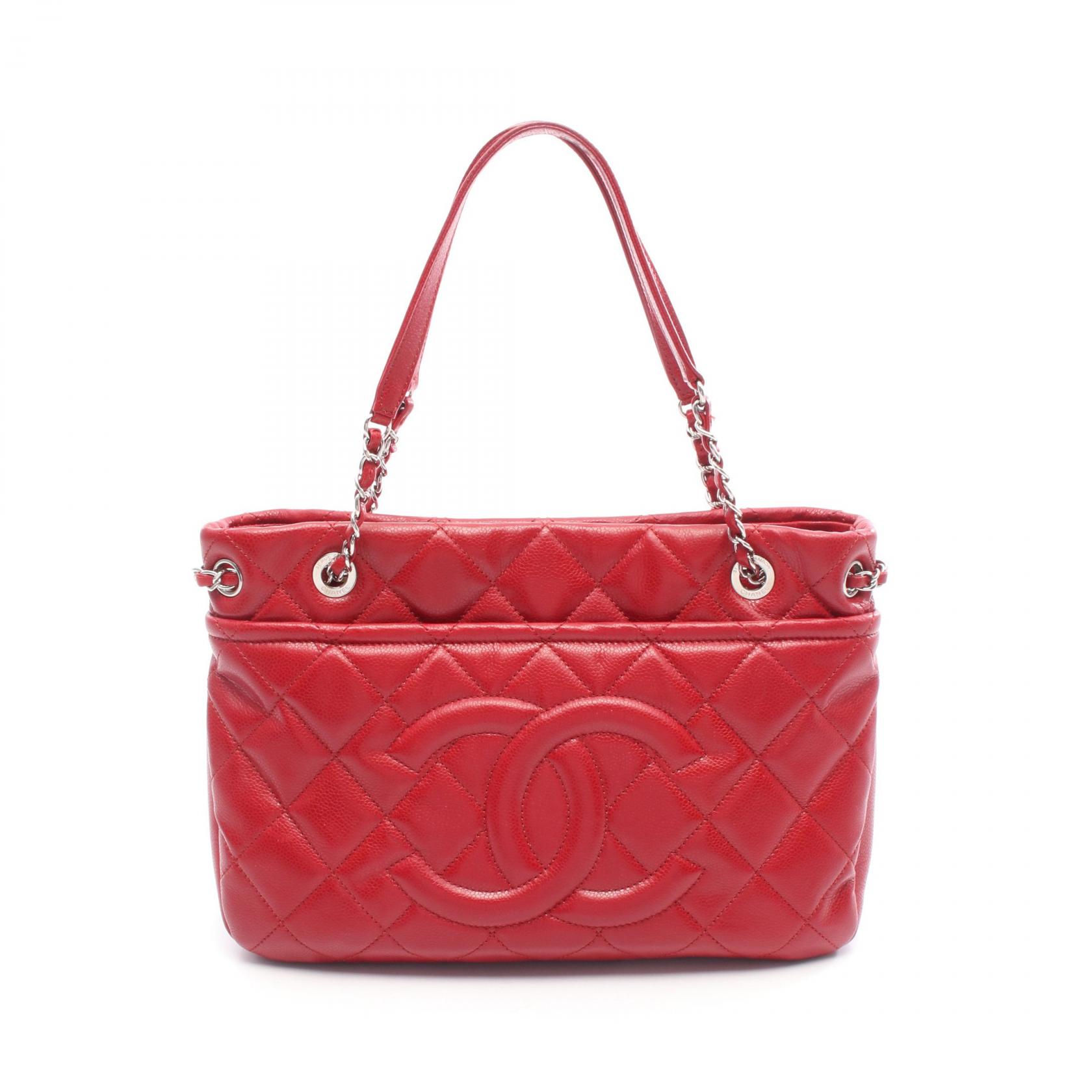【15%OFFクーポン対象 4/4 20時-4/10 23:59】シャネル CHANEL マトラッセ ココマーク トートバッグ バッグ レザー レッド系 【中古】