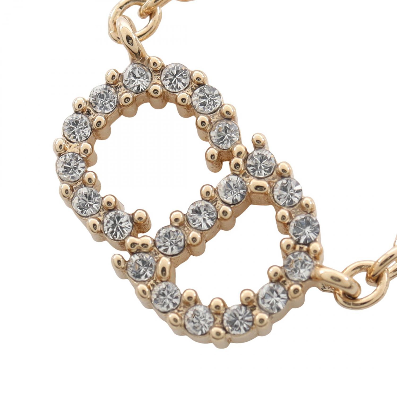 ディオール Dior CDロゴ ネックレス ジュエリー GP（ゴールドメッキ） ラインストーン ゴールド系 / クリア系 【中古】