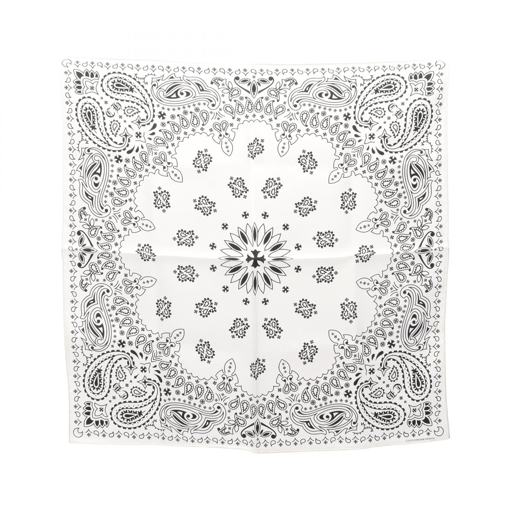 クロムハーツ CHROME HEARTS スカーフ 衣料品 シルク ホワイト系 / ブラック系 【中古】