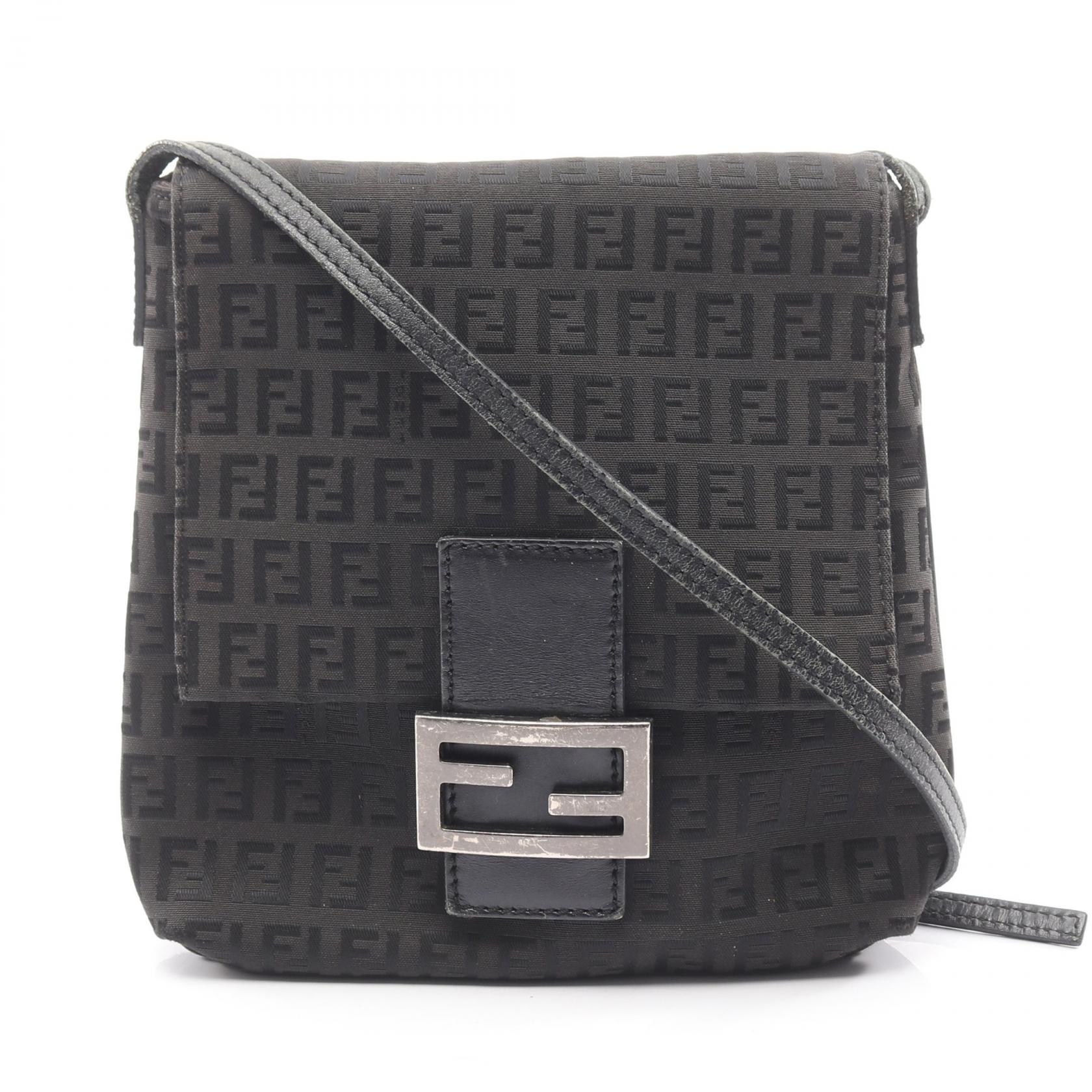 フェンディ FENDI ズッキーノ ショルダーバッグ バッグ キャンバス レザー ブラック系 【中古】 39,000円