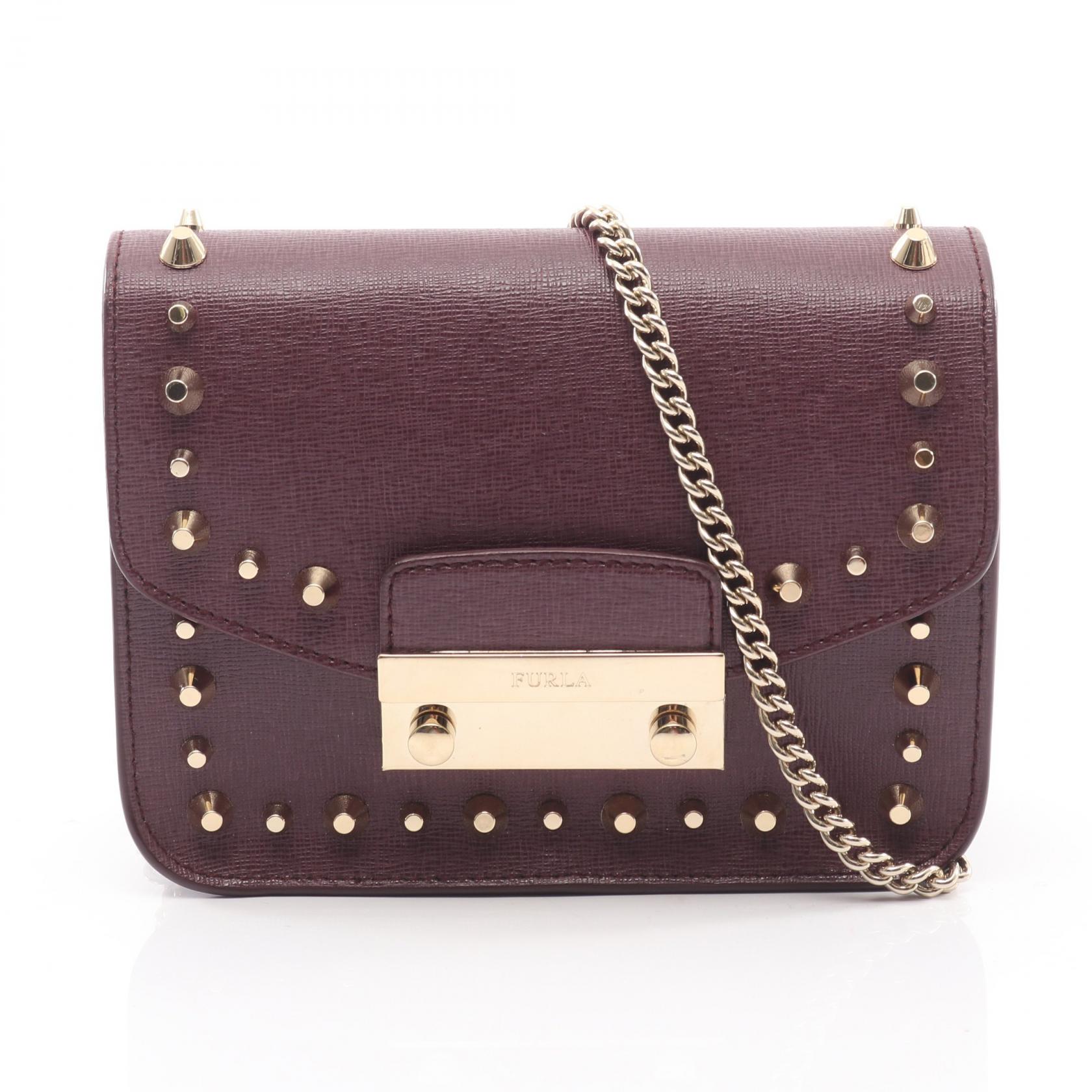 【20%OFFクーポン対象 4/4 20時-4/10 23:59】フルラ Furla JULIA ジュリア ショルダーバッグ バッグ レザー パープル系 【中古】