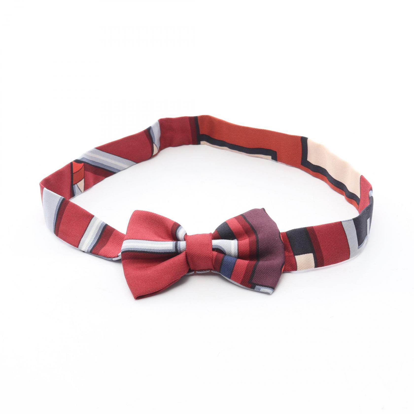 エルメス HERMES ヌーパピヨン ネクタイ 衣料品 シルク シルク ボルドー系 / マルチカラー 【中古】