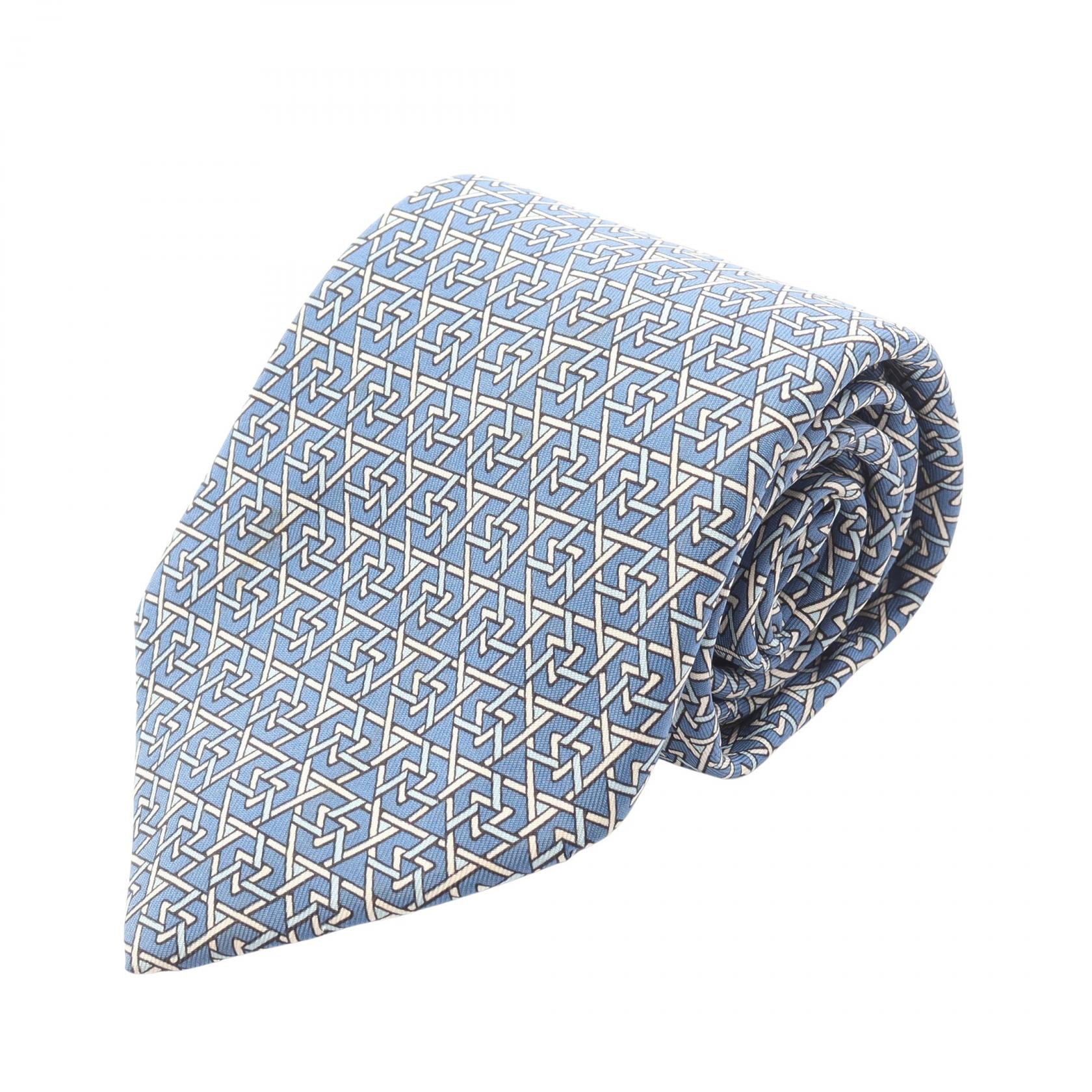 エルメス HERMES 総柄 ネクタイ 衣料品 シルク シルク ブルー系 / マルチカラー 【中古】