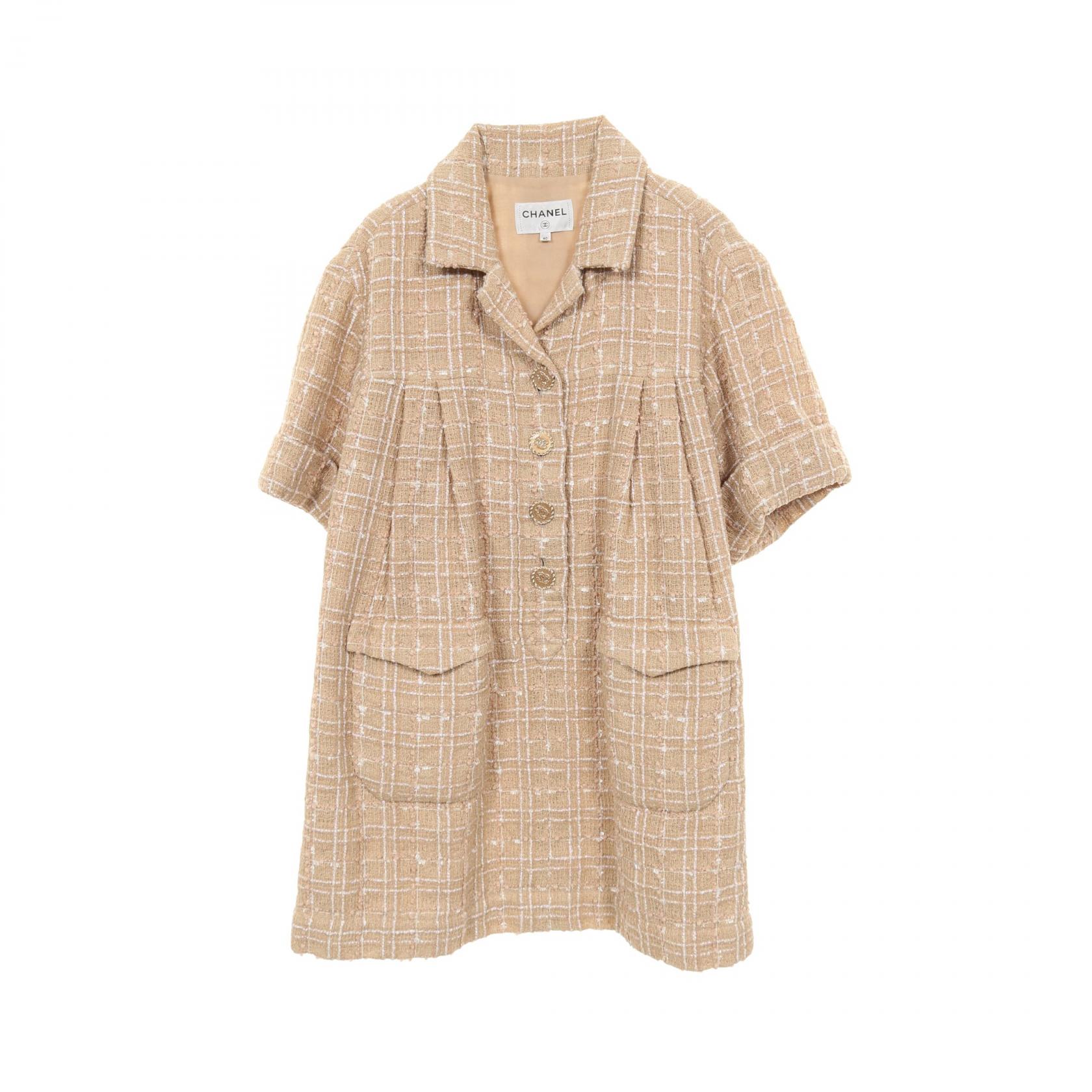 シャネル CHANEL ココマークボタン ワンピース 衣料品 トップス ナイロン ベージュ系 【中古】