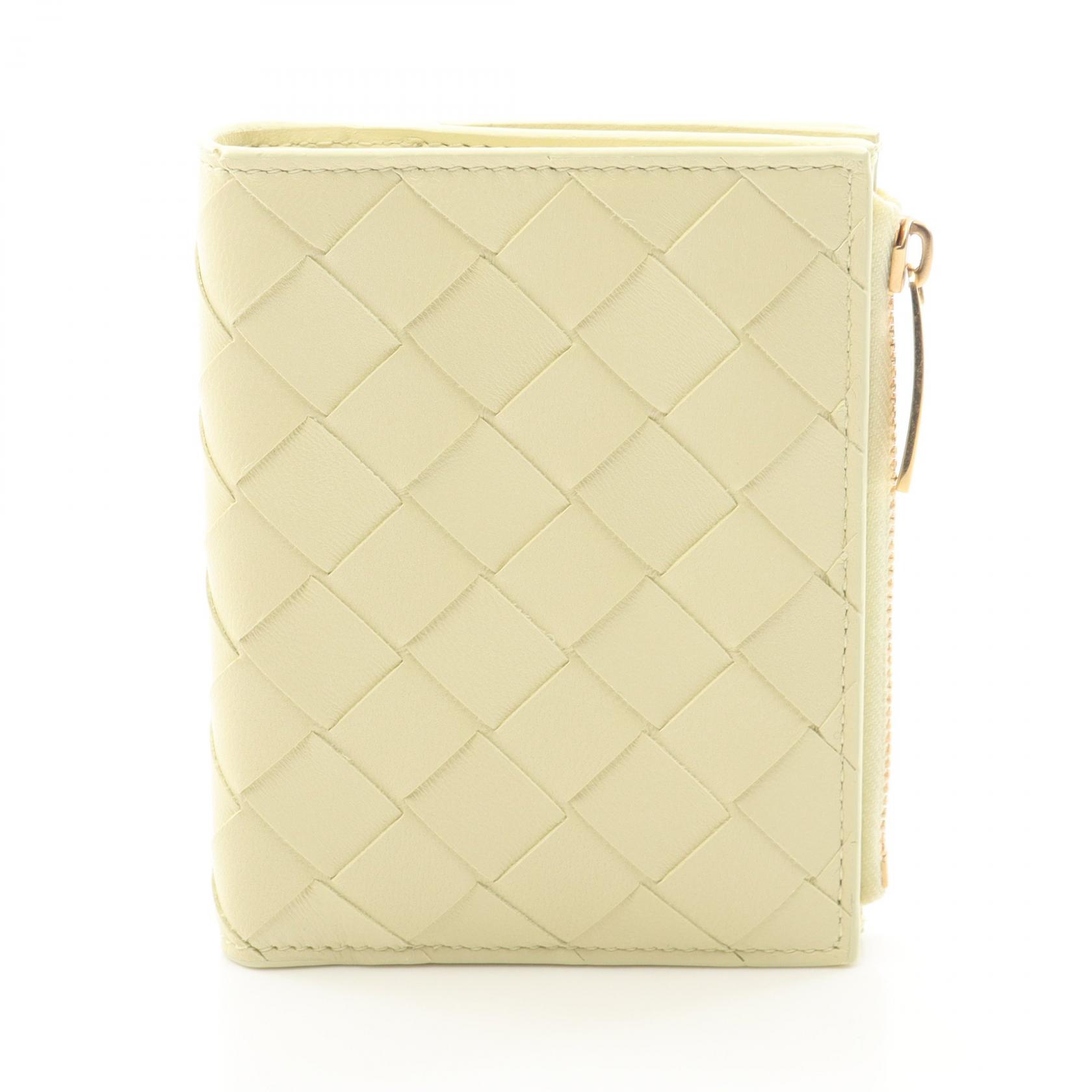 ボッテガヴェネタ BOTTEGA VENETA イントレチャート 二つ折り財布 財布 レザー イエロー系 707601VCPP37406 【新品】