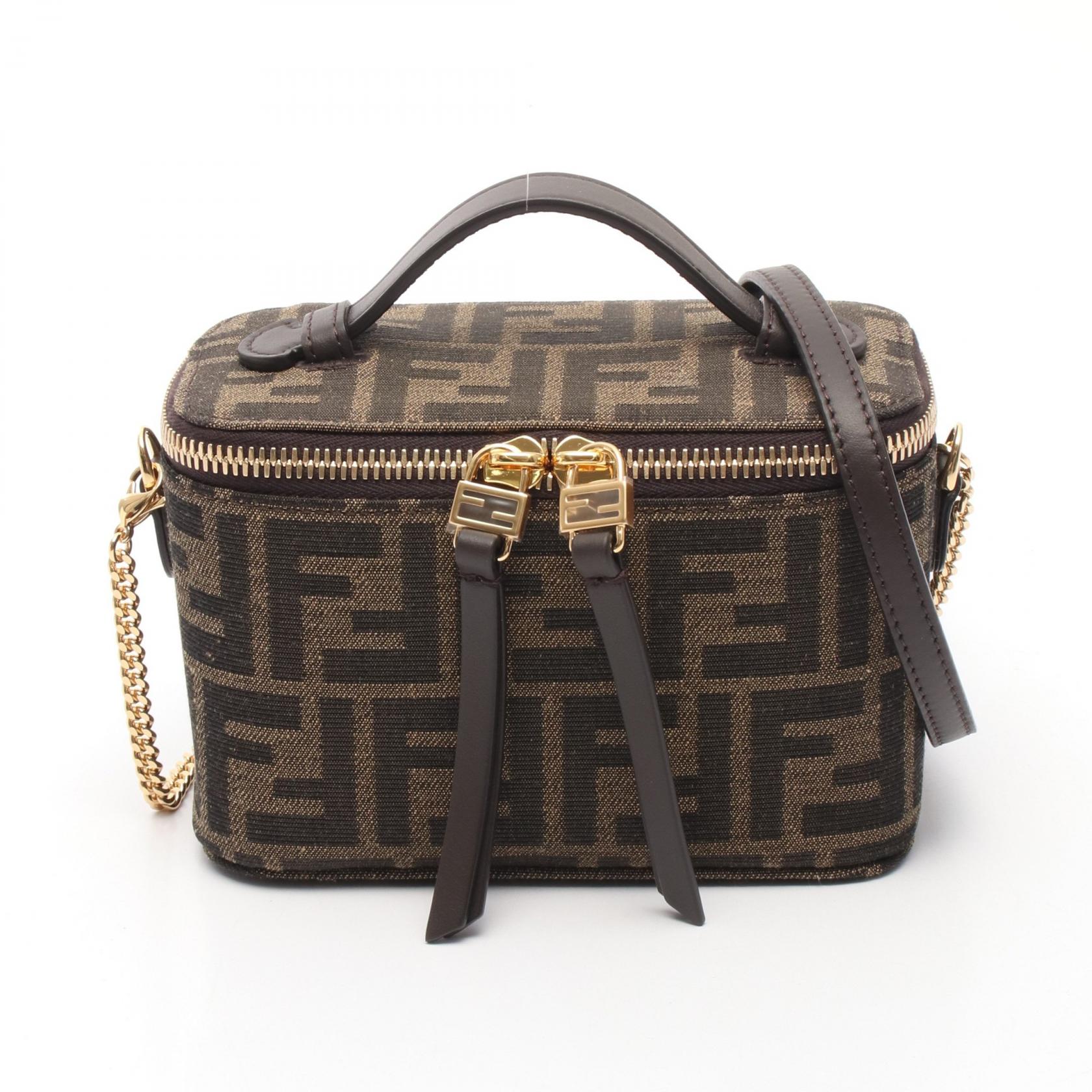 フェンディ FENDI ズッカ ハンドバッグ バッグ キャンバス レザー ブラウン系 8BS108AFPMF1GL7 【新品】